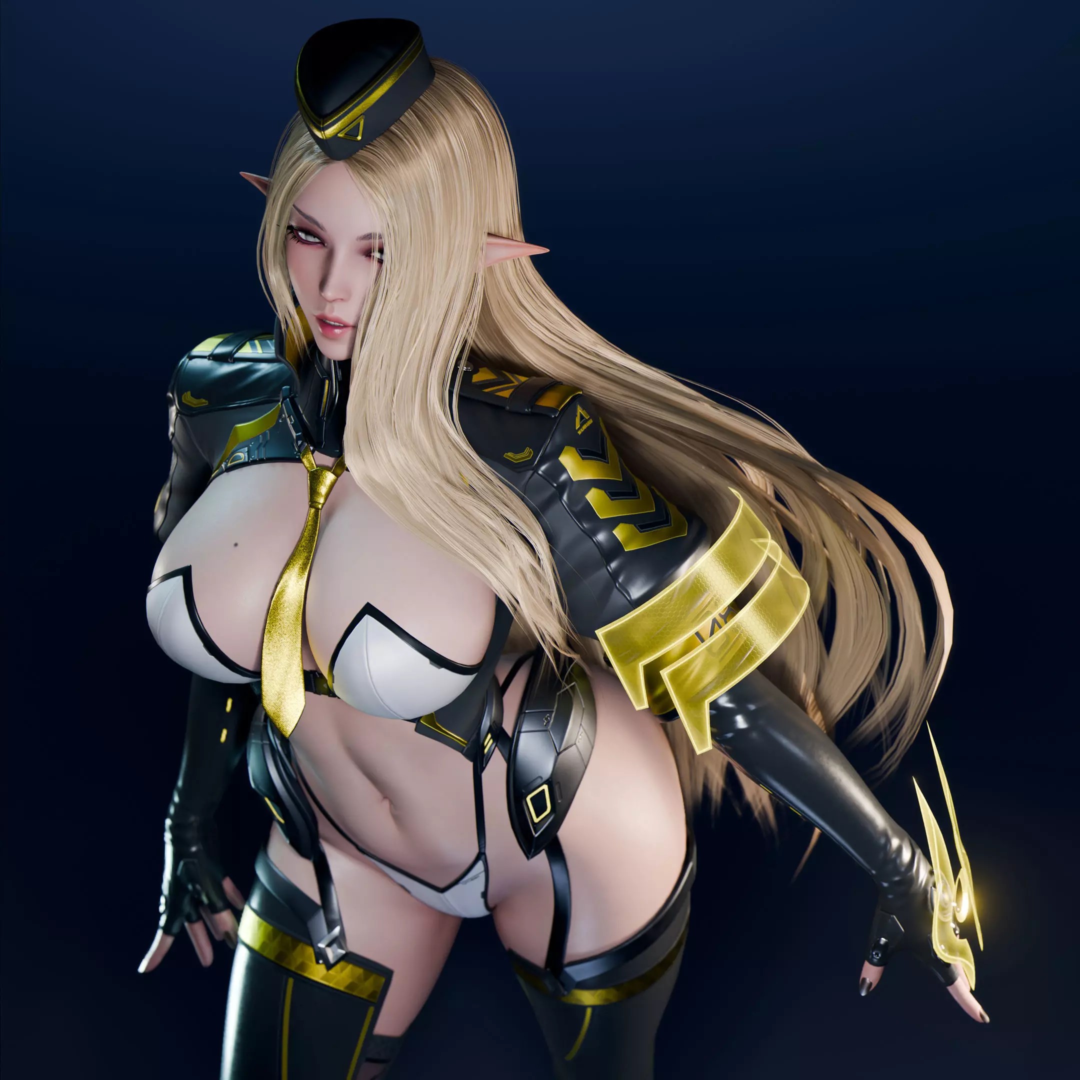 Cyberpunk Elf - Low-Poly Game-Ready 3D Model - View 16