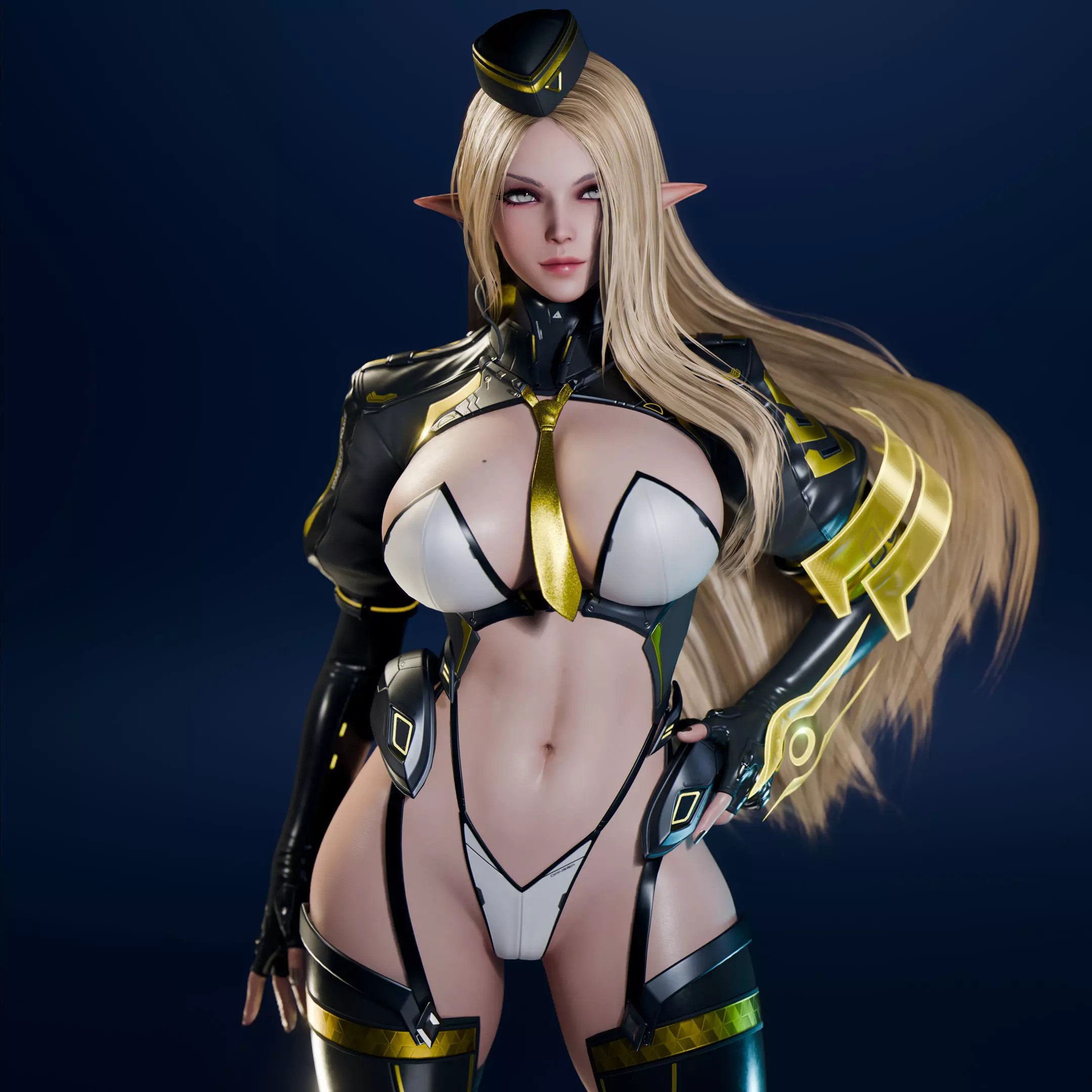 Cyberpunk Elf - Low-Poly Game-Ready 3D Model - View 4