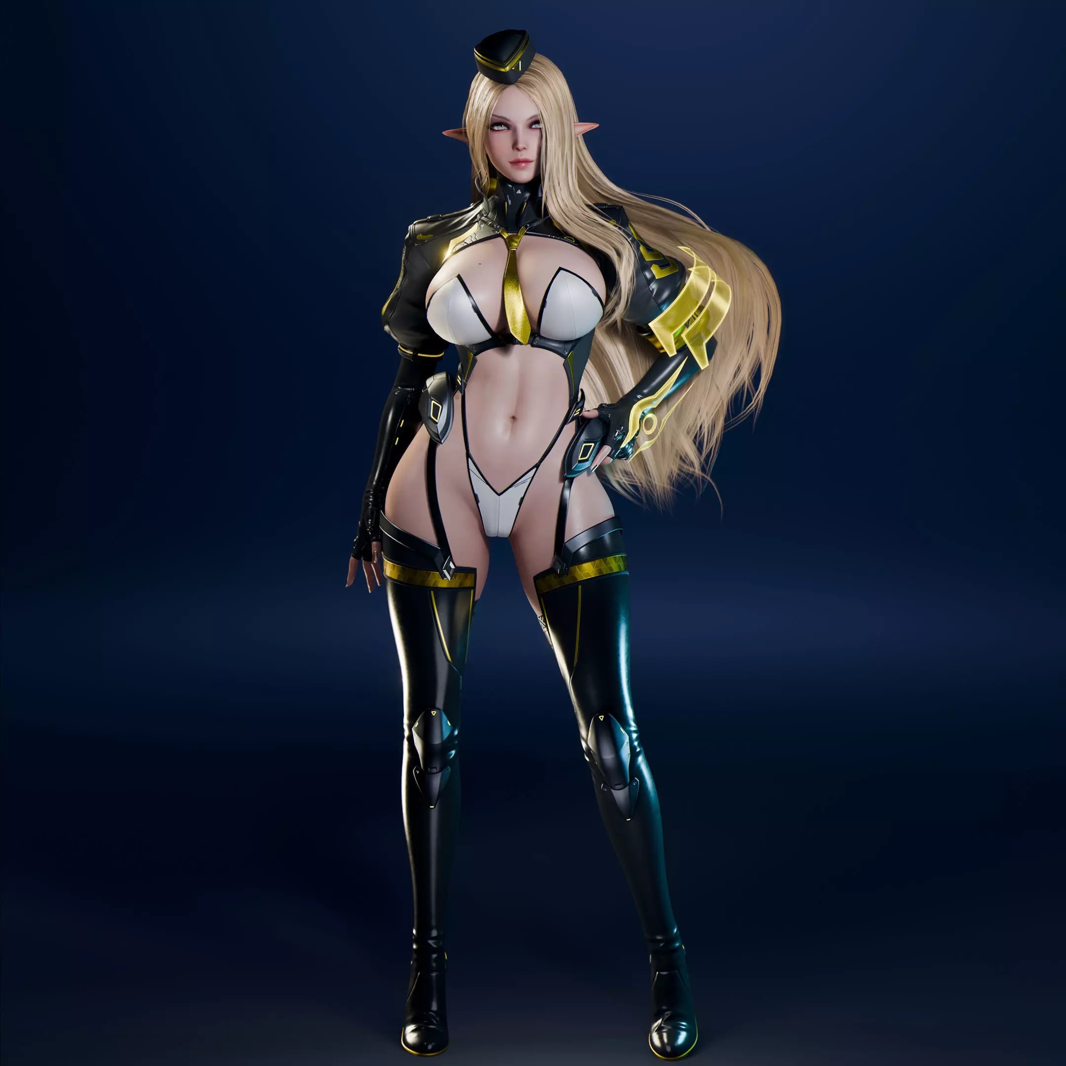 Cyberpunk Elf - Low-Poly Game-Ready 3D Model - View 5