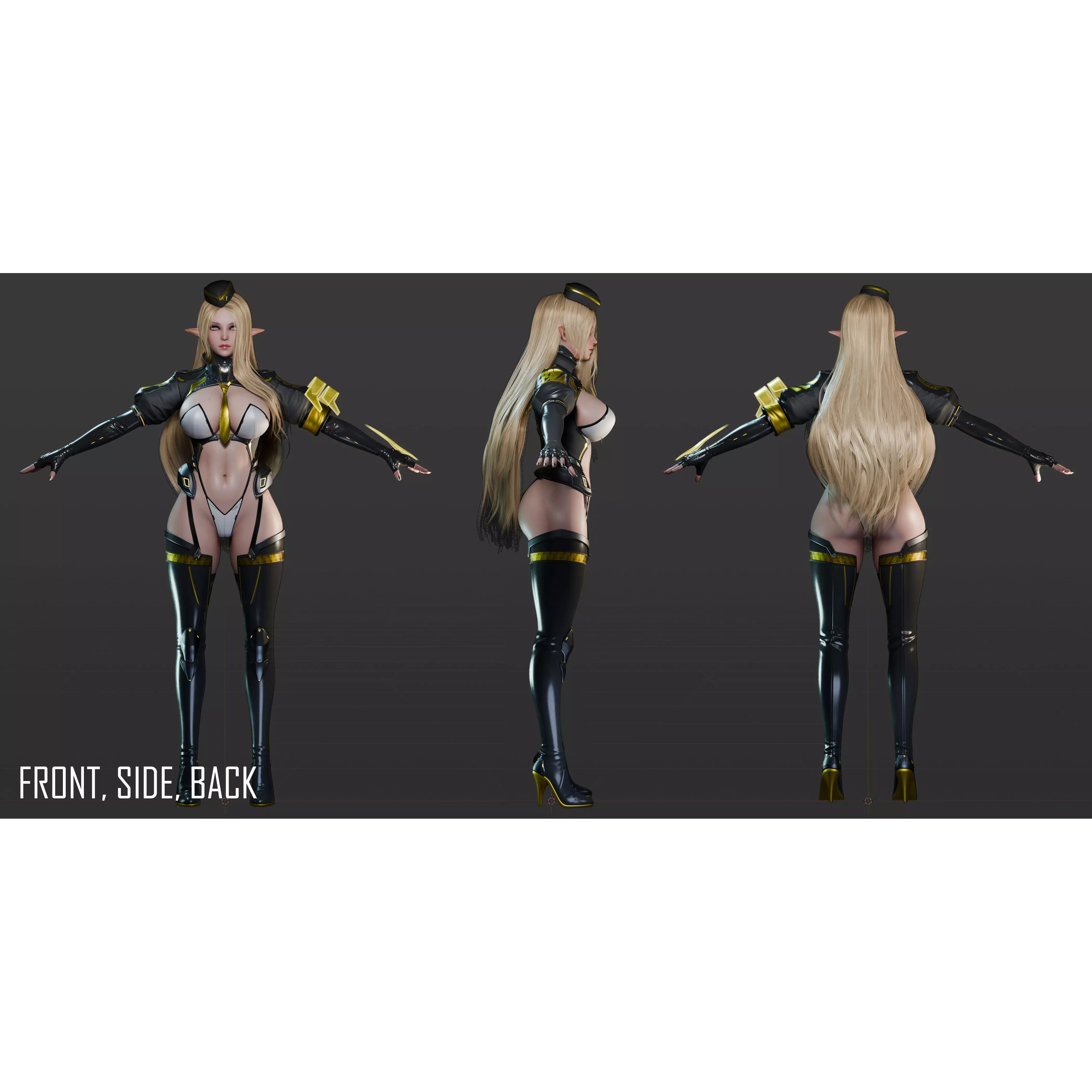 Cyberpunk Elf - Low-Poly Game-Ready 3D Model - View 7