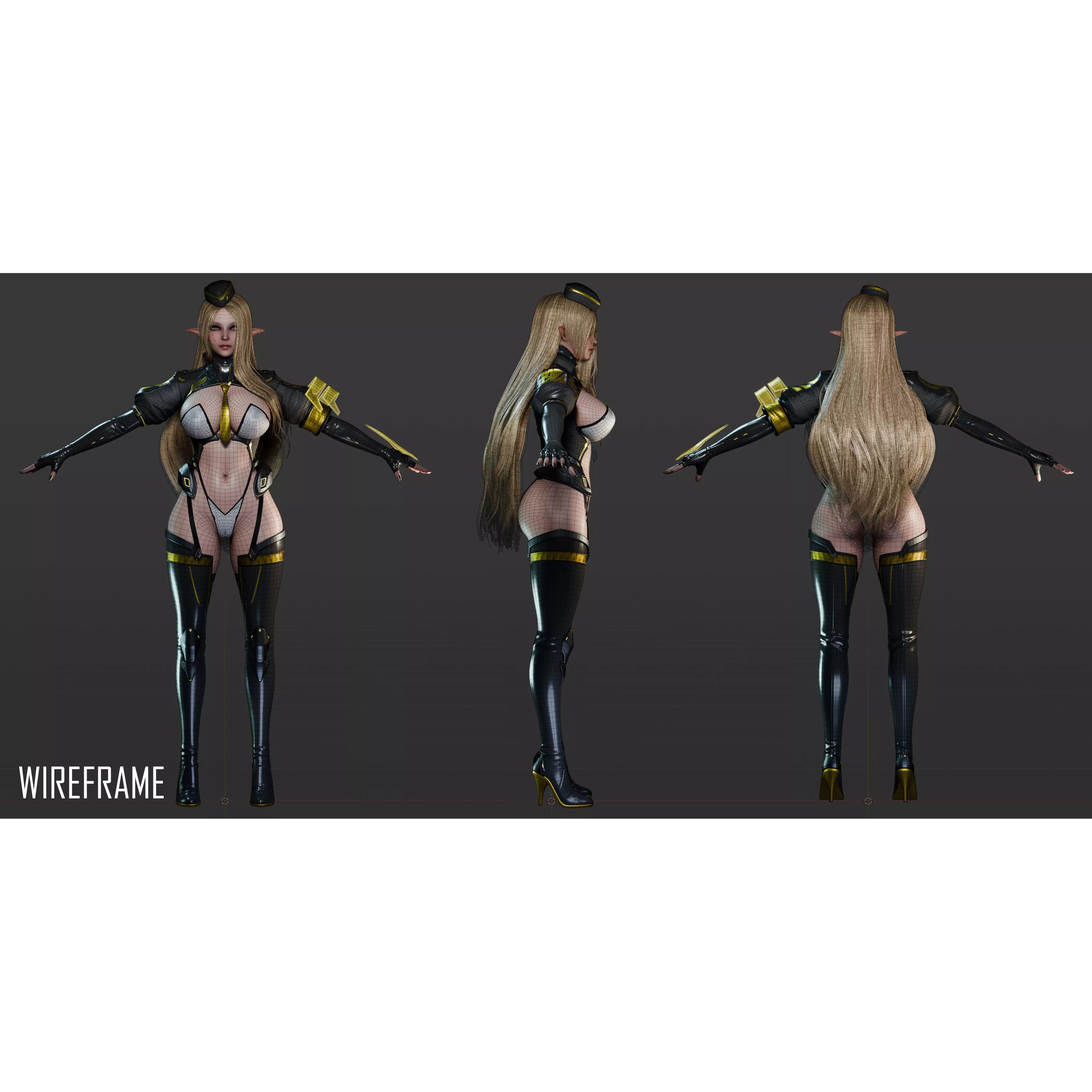 Cyberpunk Elf - Low-Poly Game-Ready 3D Model - View 8