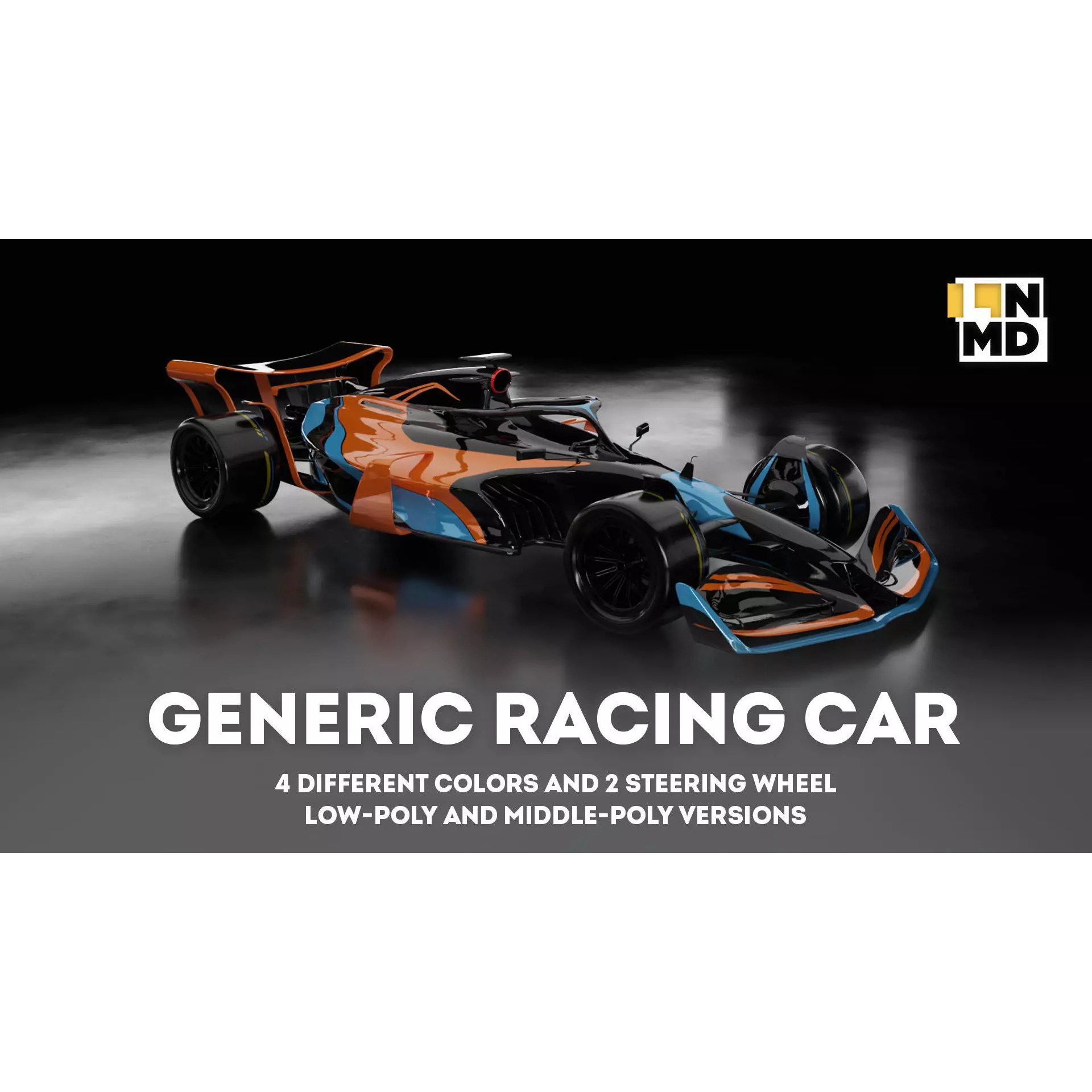 Formula 1 Generic Racing Car - Low-Poly Game-Ready 3D Model - View 2
