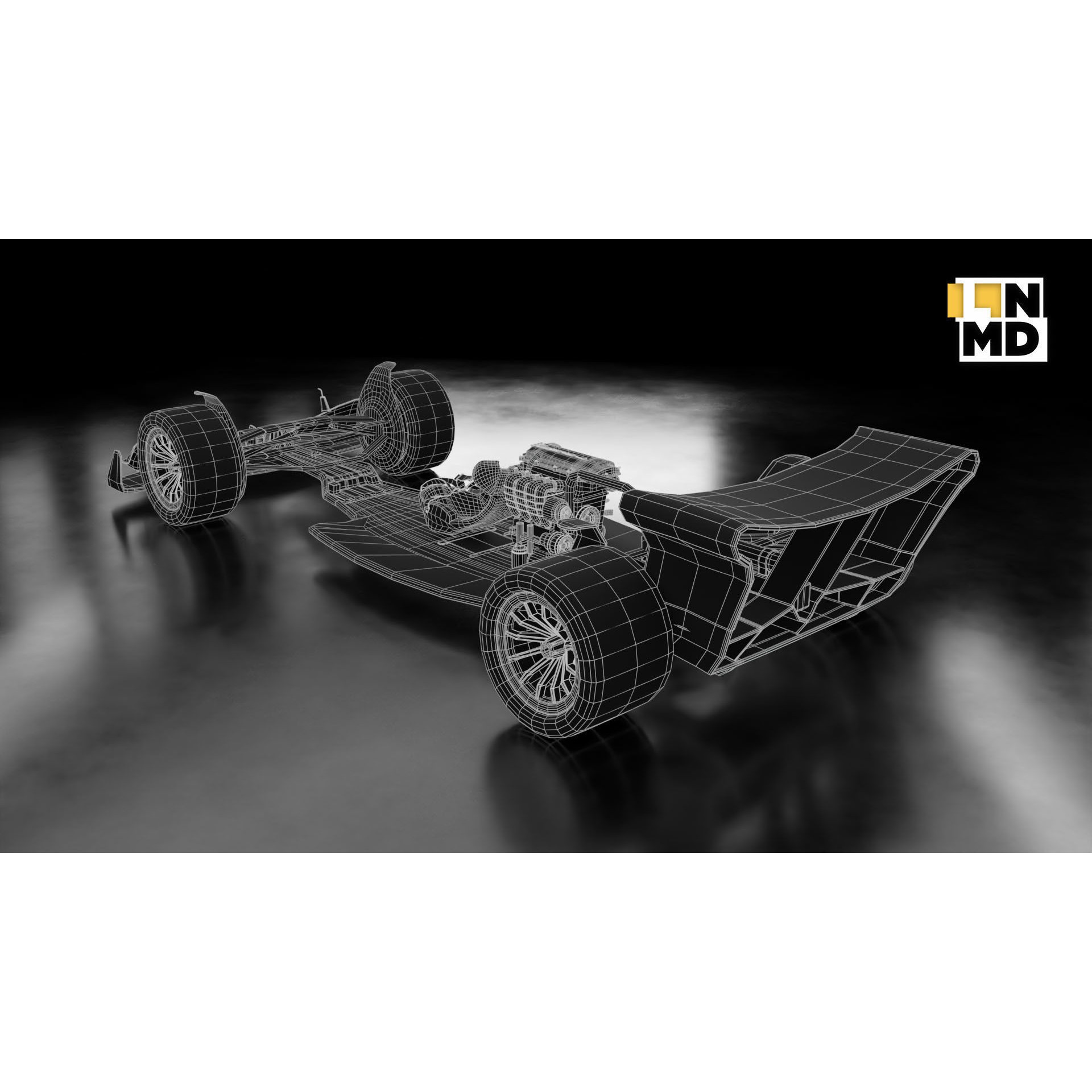 Formula 1 Generic Racing Car - Low-Poly Game-Ready 3D Model - View 34