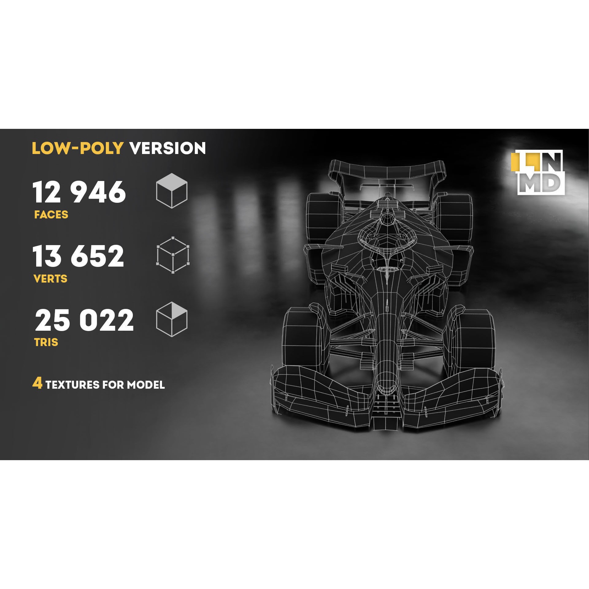 Formula 1 Generic Racing Car - Low-Poly Game-Ready 3D Model - View 37