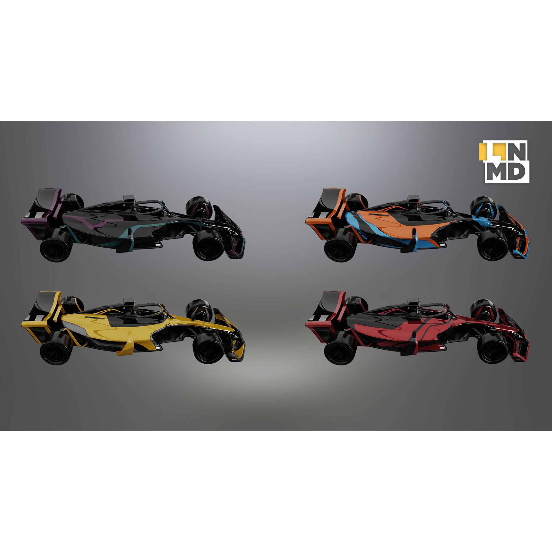 Formula 1 Generic Racing Car - Low-Poly Game-Ready 3D Model - View 4