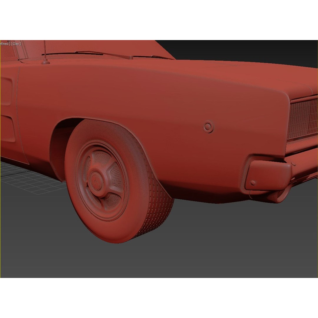 1968 Dodge Charger RT 3D Model – High Poly Game Asset, FBX, OBJ - View 12