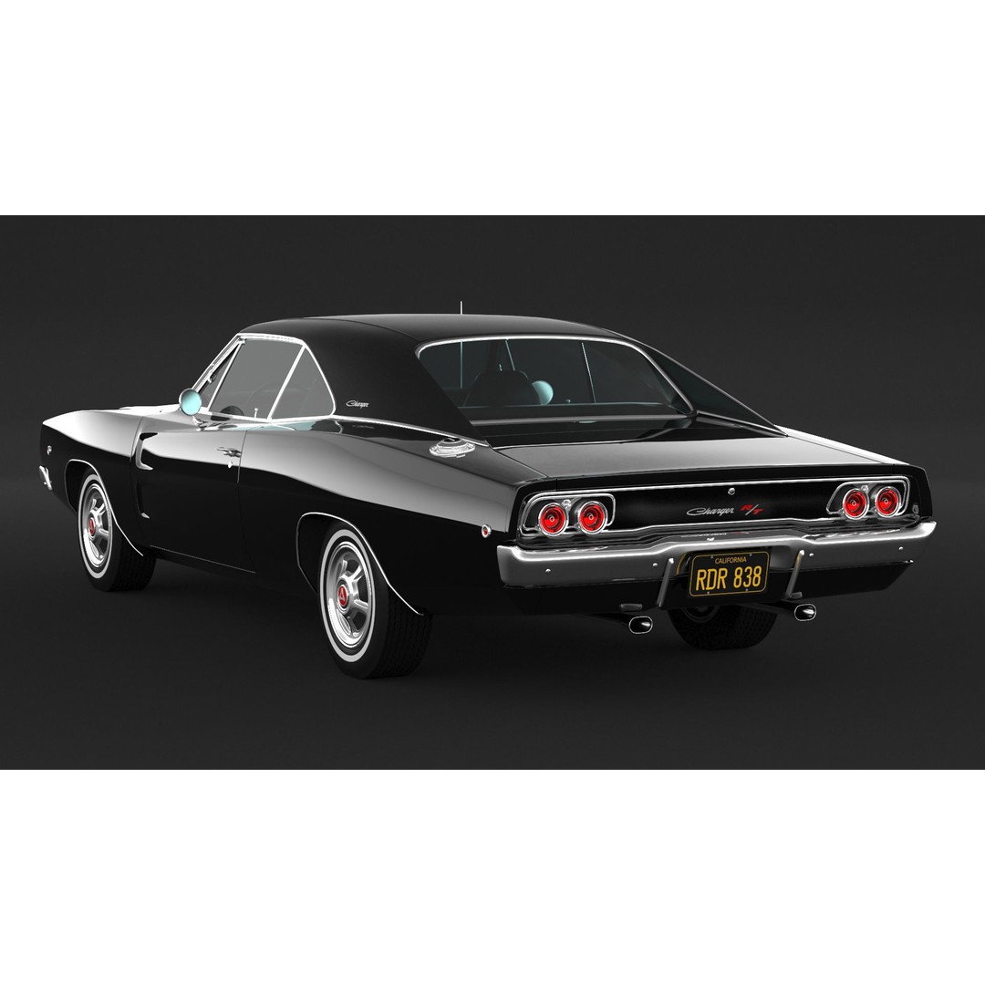 1968 Dodge Charger RT 3D Model – High Poly Game Asset, FBX, OBJ - View 6