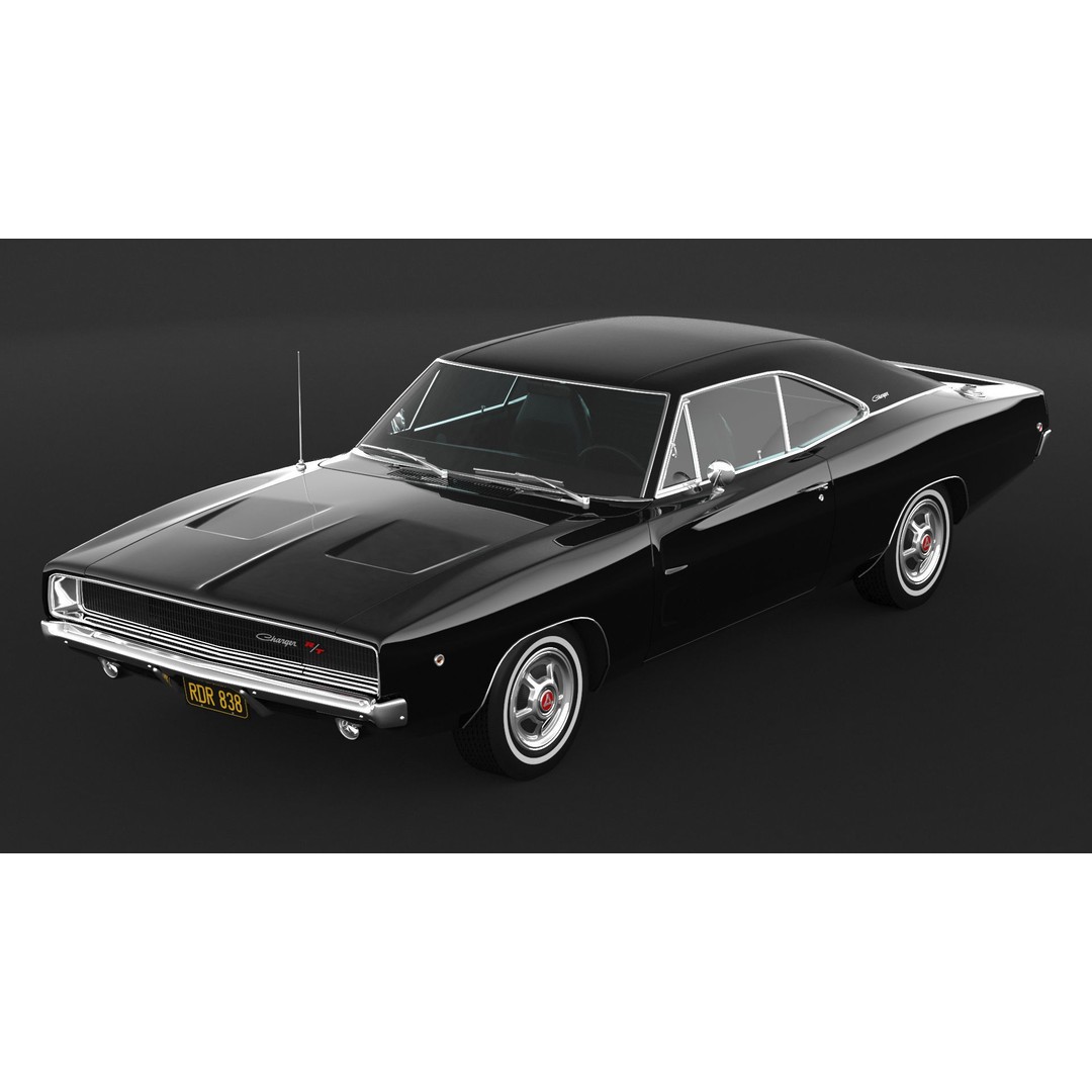 1968 Dodge Charger RT 3D Model – High Poly Game Asset, FBX, OBJ - View 7
