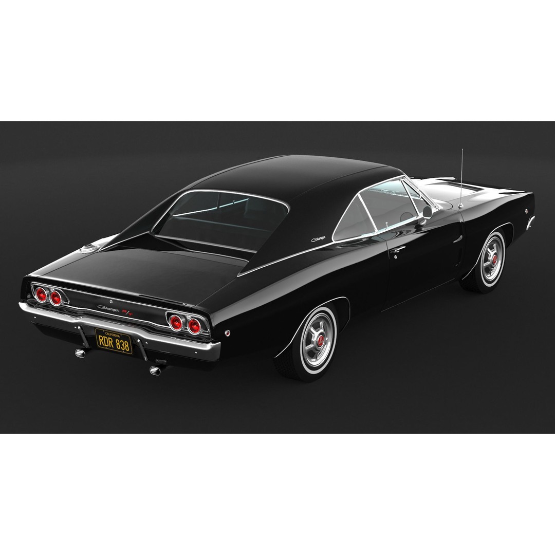 1968 Dodge Charger RT 3D Model – High Poly Game Asset, FBX, OBJ - View 8
