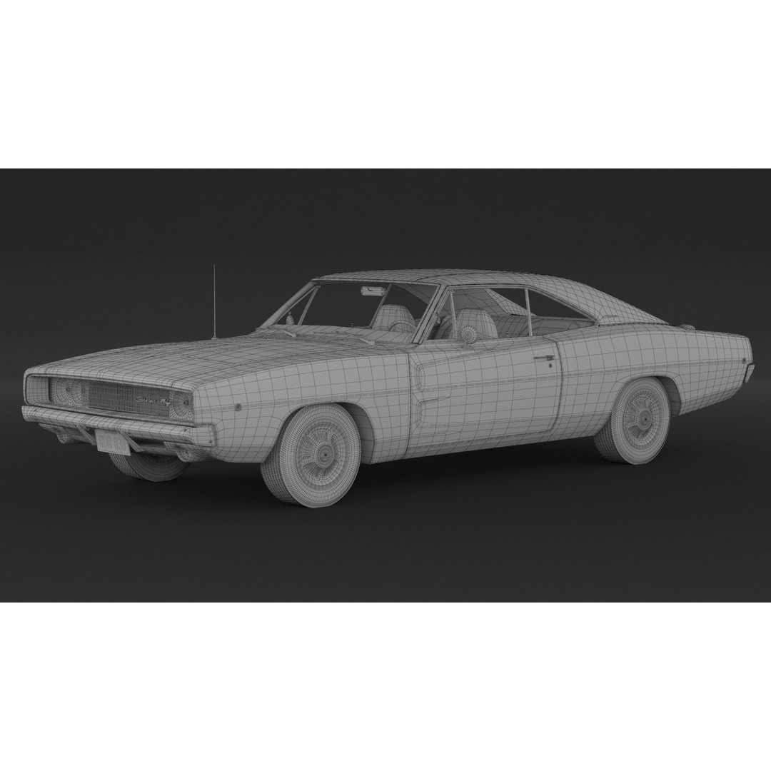 1968 Dodge Charger RT 3D Model – High Poly Game Asset, FBX, OBJ - View 9