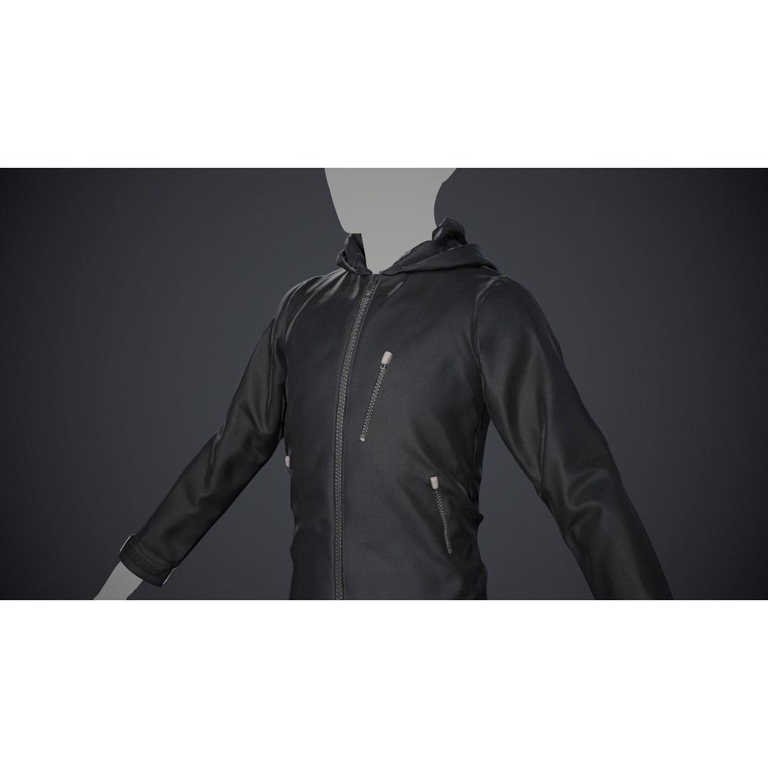 Black Snowboard Outfit 3D Model – Low Poly PBR Game Asset, FBX, OBJ - View 10