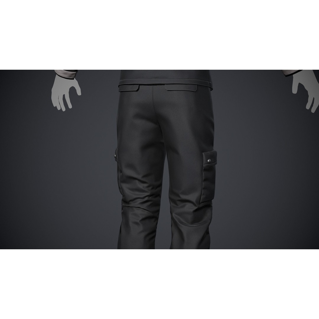 Black Snowboard Outfit 3D Model – Low Poly PBR Game Asset, FBX, OBJ - View 14