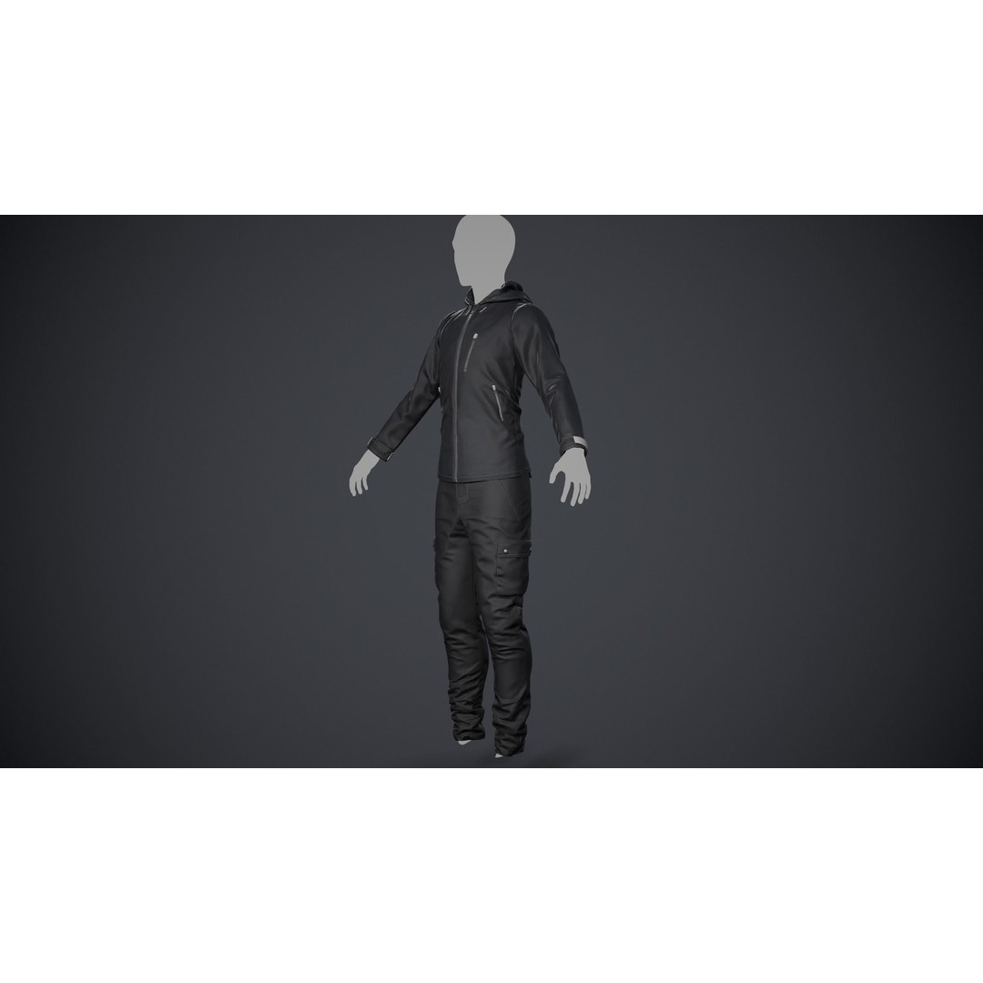 Black Snowboard Outfit 3D Model – Low Poly PBR Game Asset, FBX, OBJ - View 5