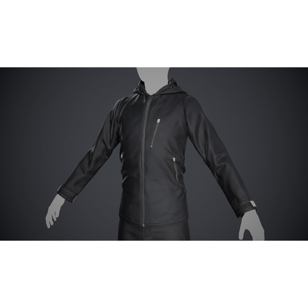 Black Snowboard Outfit 3D Model – Low Poly PBR Game Asset, FBX, OBJ - View 6