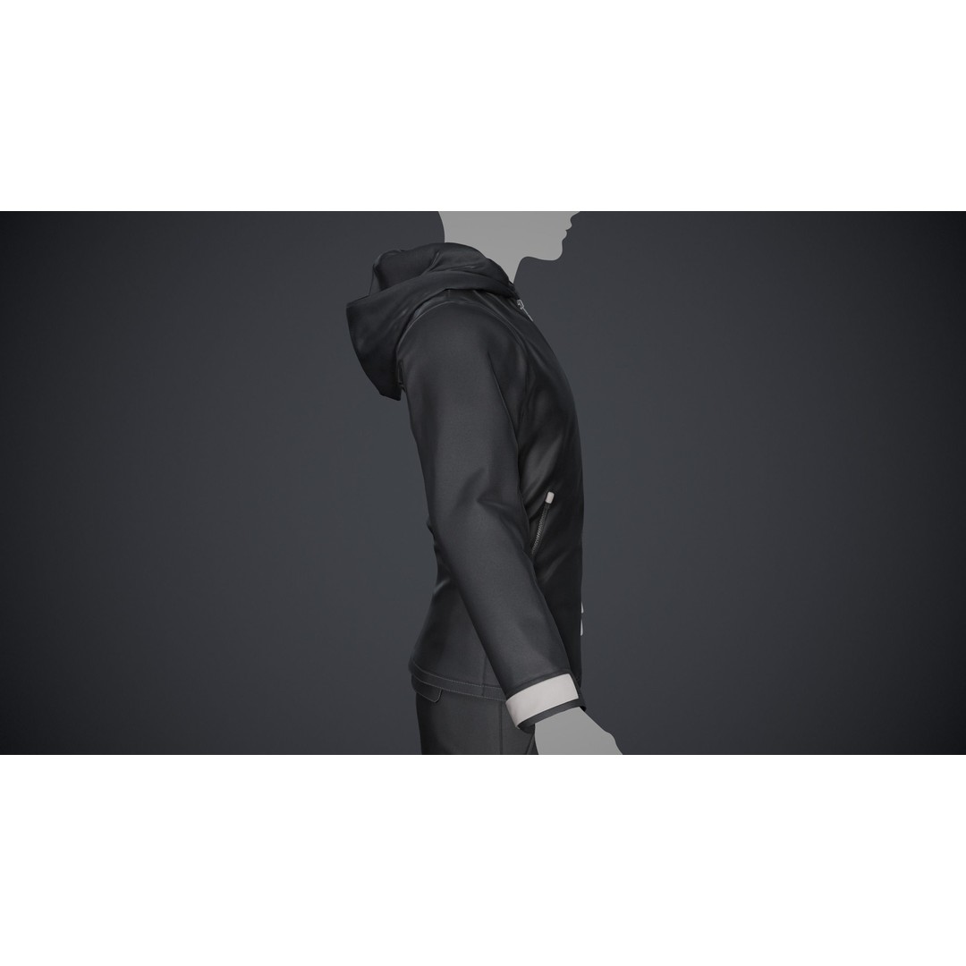 Black Snowboard Outfit 3D Model – Low Poly PBR Game Asset, FBX, OBJ - View 7