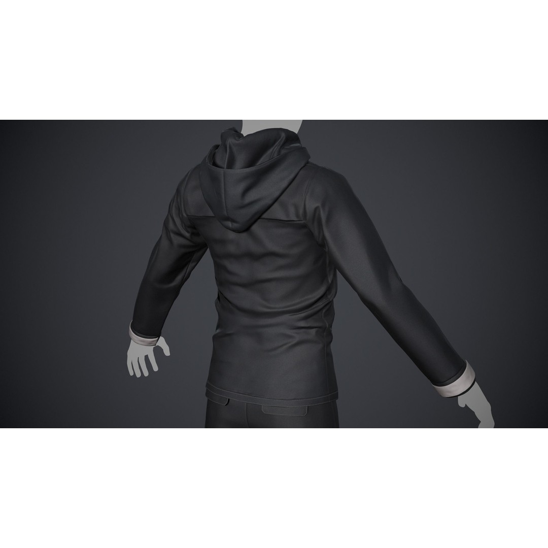 Black Snowboard Outfit 3D Model – Low Poly PBR Game Asset, FBX, OBJ - View 8