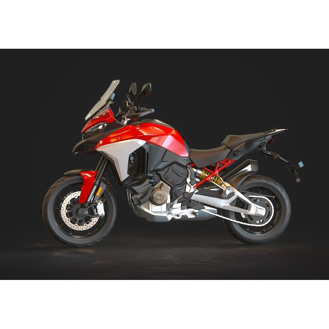 Ducati Multistrada V4 S 2021 3D Model – High Poly Motorcycle Base Mesh - View 3