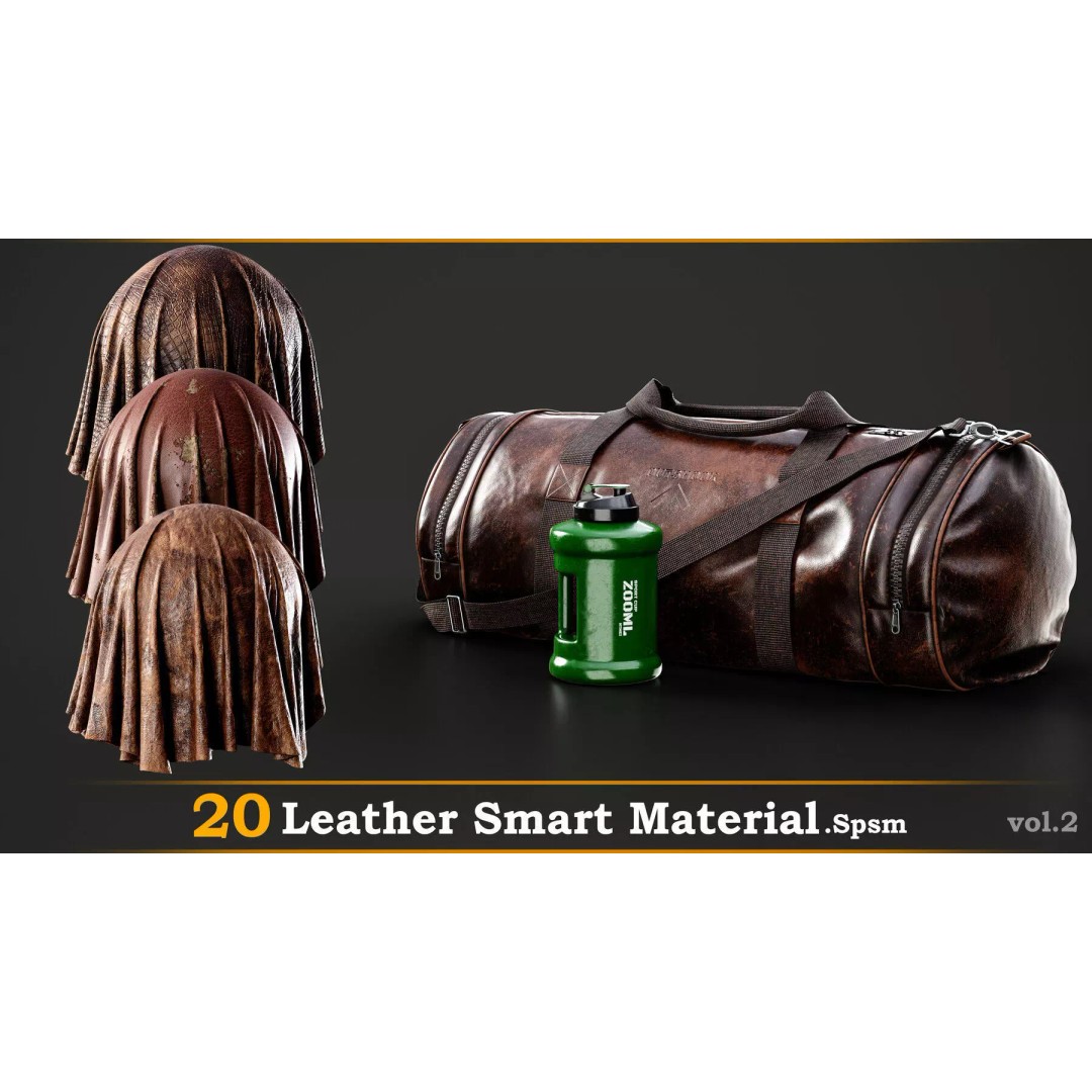 Leather Smart Material 3D Model – 20 High-Quality Textures, SPSM - View 2
