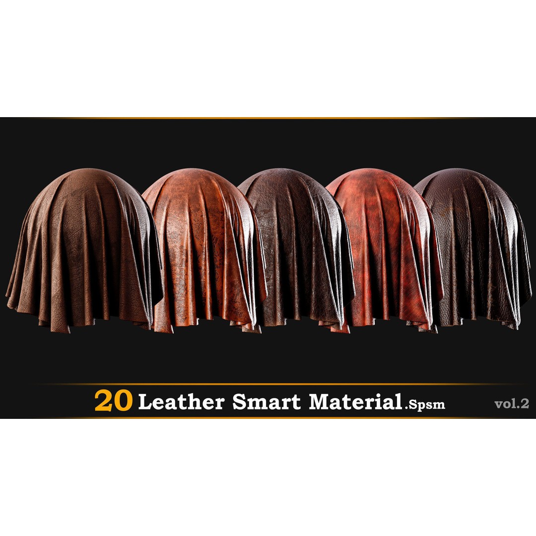 Leather Smart Material 3D Model – 20 High-Quality Textures, SPSM - View 4