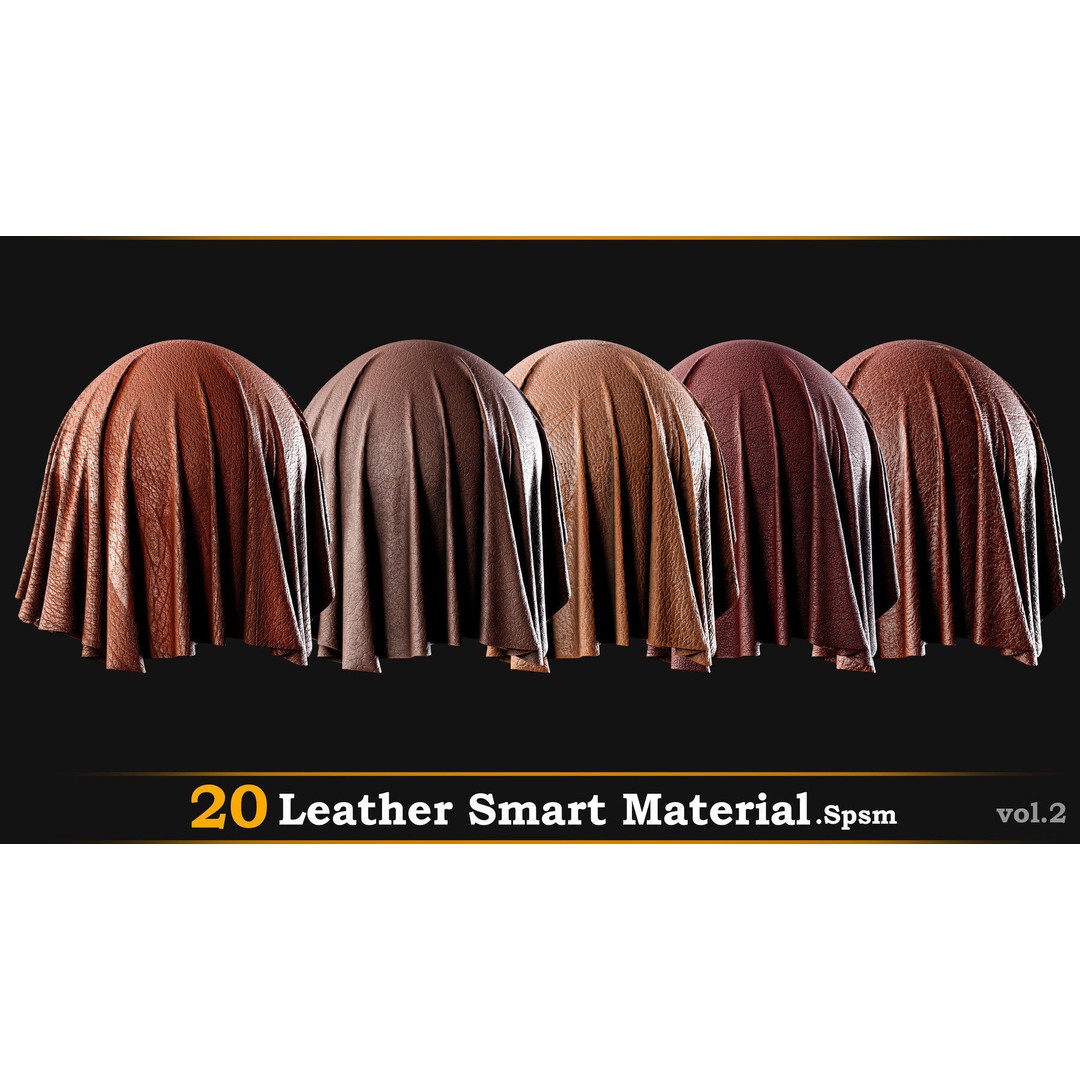 Leather Smart Material 3D Model – 20 High-Quality Textures, SPSM - View 5