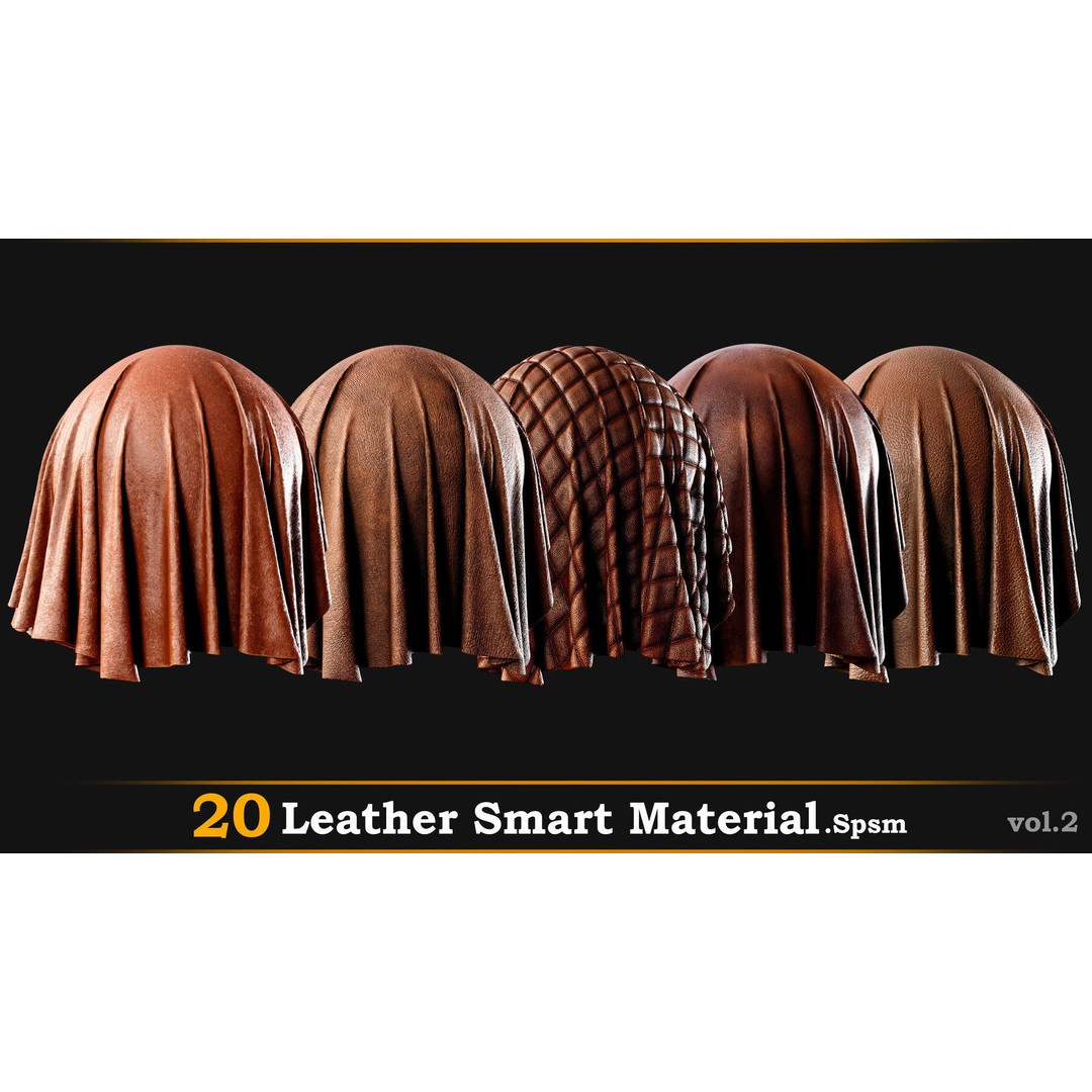 Leather Smart Material 3D Model – 20 High-Quality Textures, SPSM - View 6