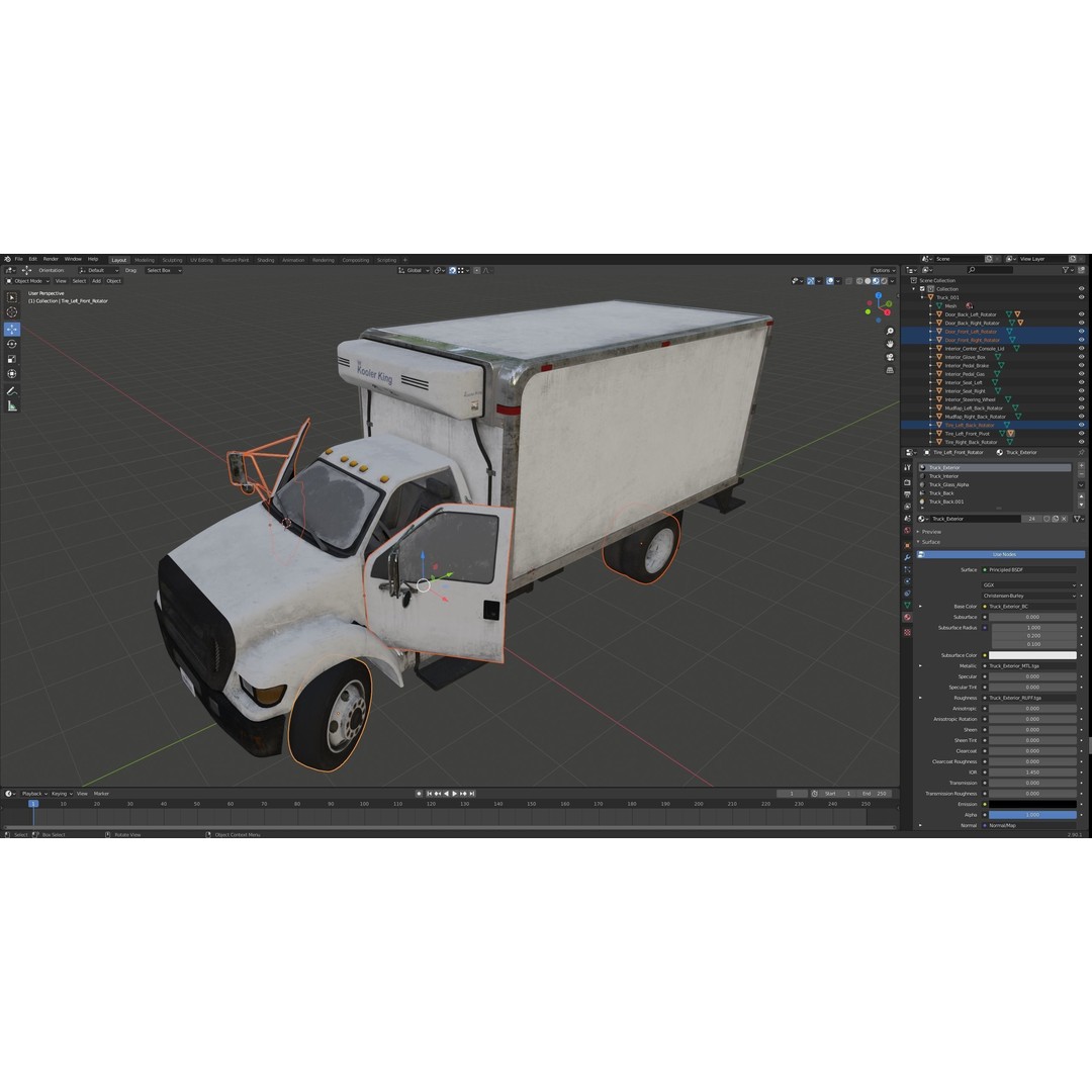 Refrigerator Truck 3D Model – Game Ready Low-Poly Vehicle, FBX, Blender