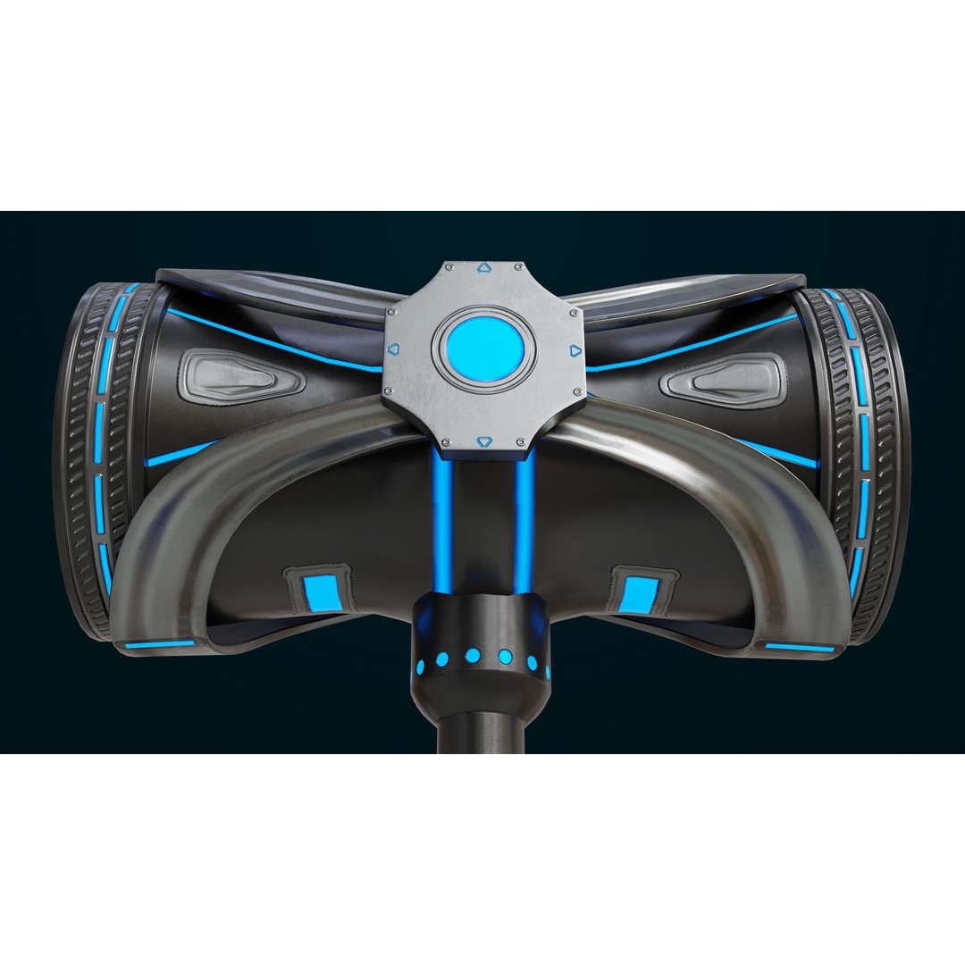 Sci-Fi Battle Hammer 3D Model – Low Poly PBR Game Asset, FBX - View 12