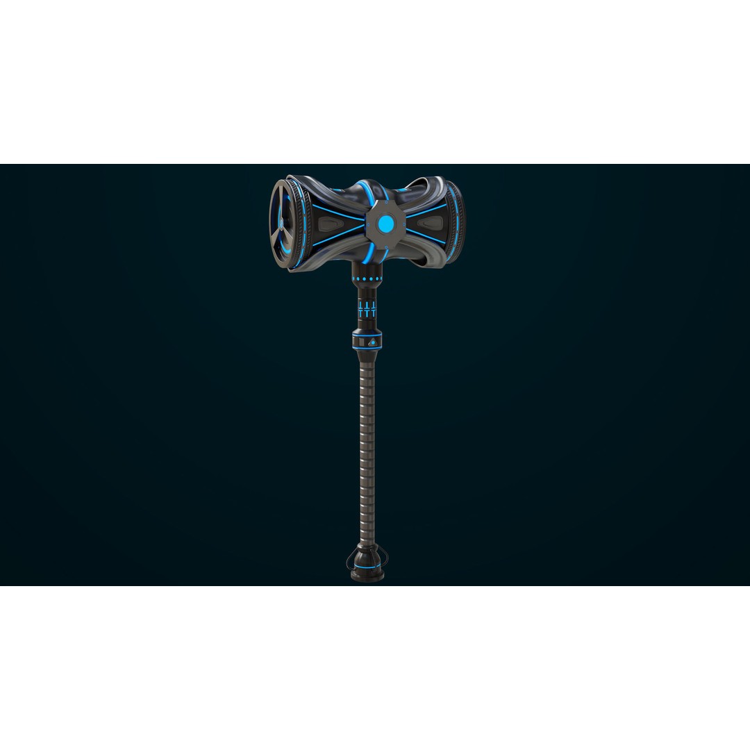 Sci-Fi Battle Hammer 3D Model – Low Poly PBR Game Asset, FBX - View 16