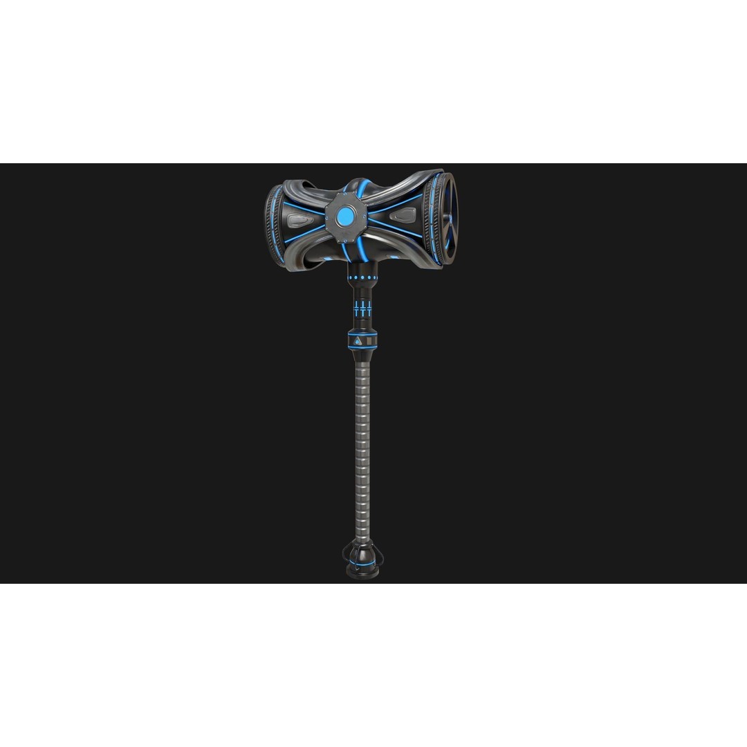 Sci-Fi Battle Hammer 3D Model – Low Poly PBR Game Asset, FBX - View 3