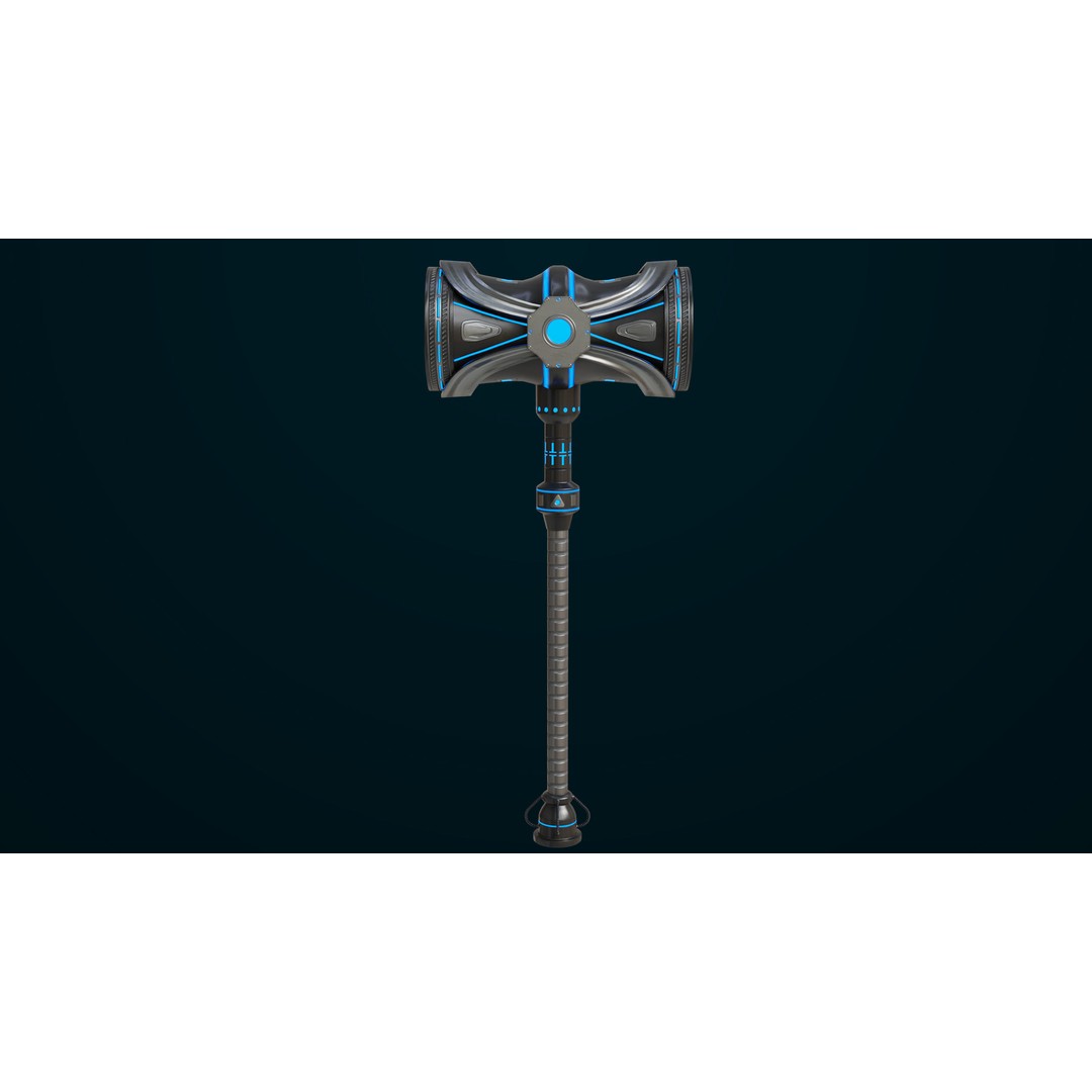 Sci-Fi Battle Hammer 3D Model – Low Poly PBR Game Asset, FBX - View 4
