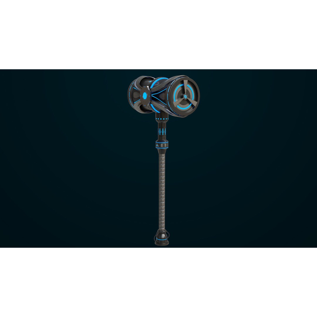 Sci-Fi Battle Hammer 3D Model – Low Poly PBR Game Asset, FBX - View 6