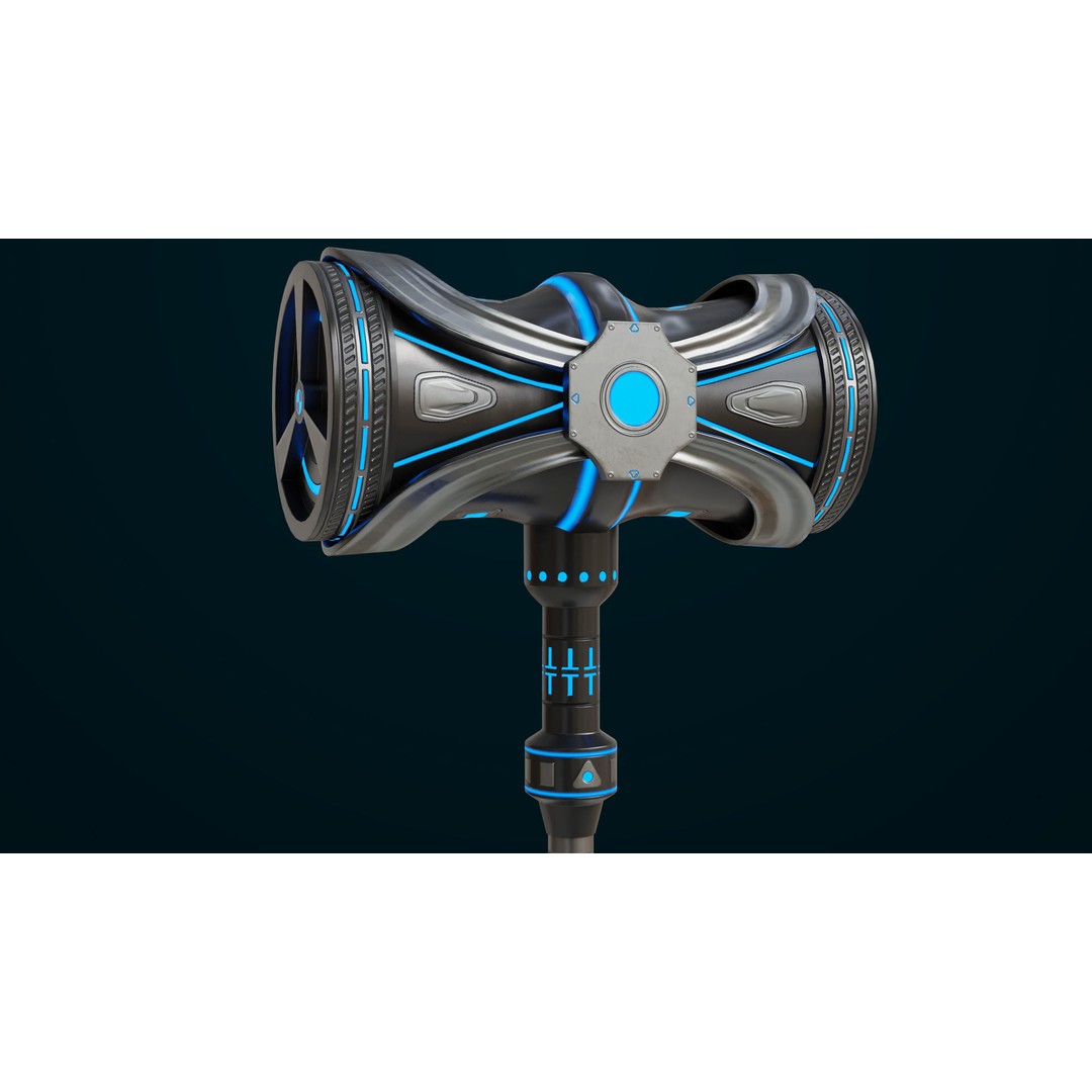 Sci-Fi Battle Hammer 3D Model – Low Poly PBR Game Asset, FBX - View 7