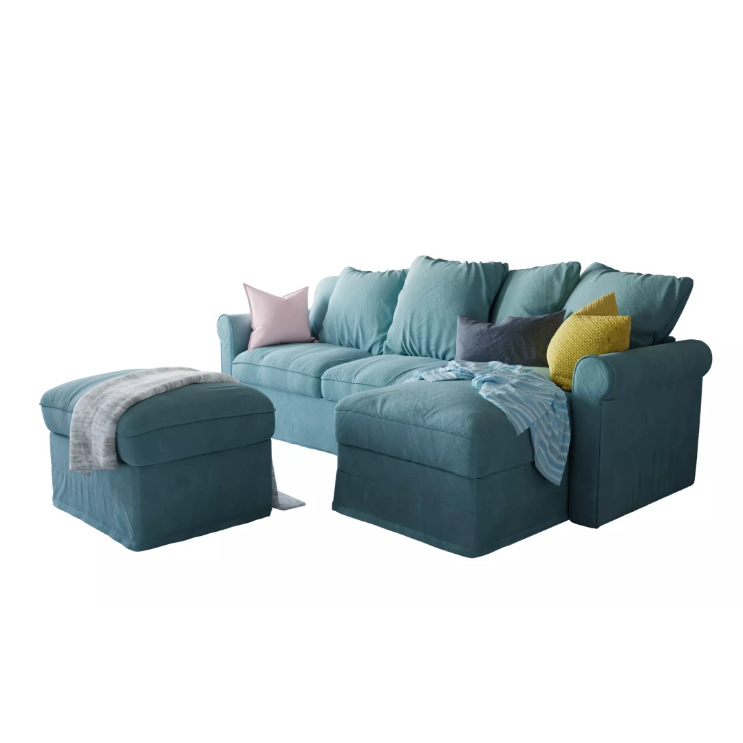 Green Scandinavian Sofa 3D Model – Modern Design, PBR Textures, FBX, OBJ - View 2