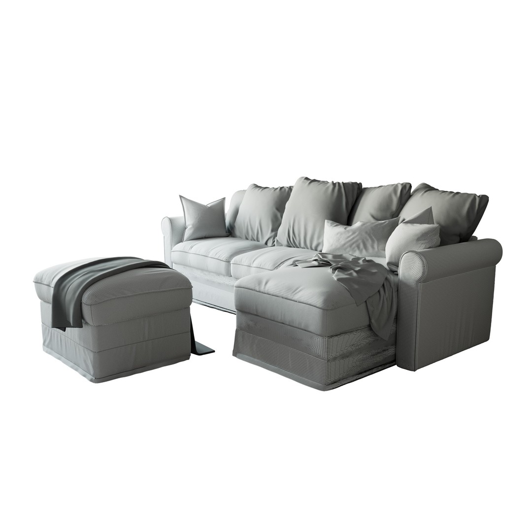 Green Scandinavian Sofa 3D Model – Modern Design, PBR Textures, FBX, OBJ - View 3