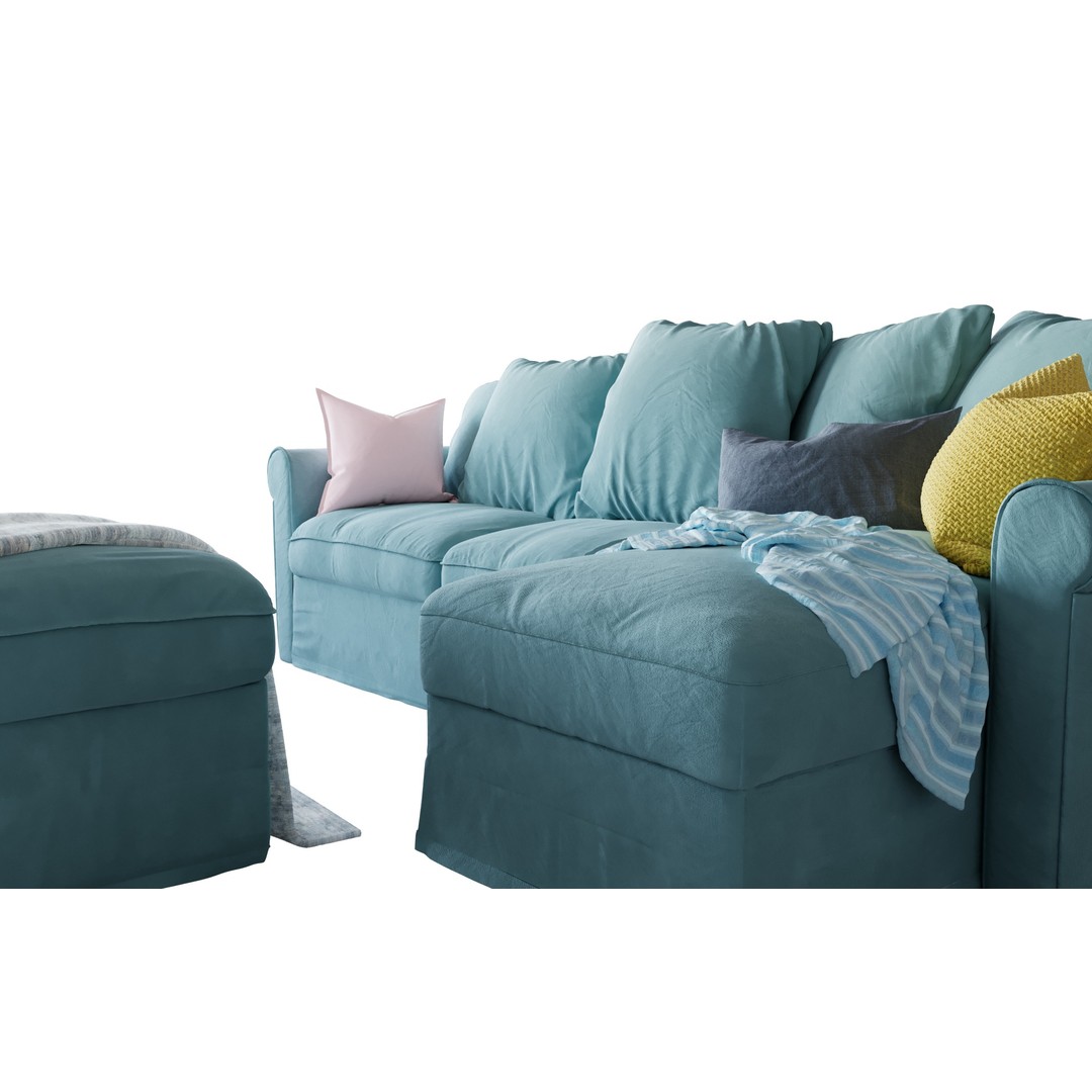 Green Scandinavian Sofa 3D Model – Modern Design, PBR Textures, FBX, OBJ - View 4