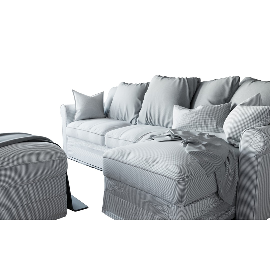 Green Scandinavian Sofa 3D Model – Modern Design, PBR Textures, FBX, OBJ - View 5
