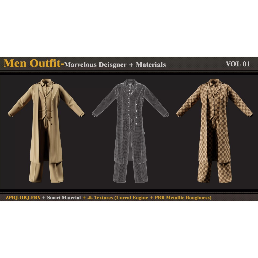 Men's Outfit 3D Model – PBR Textures, Game-Ready FBX & OBJ