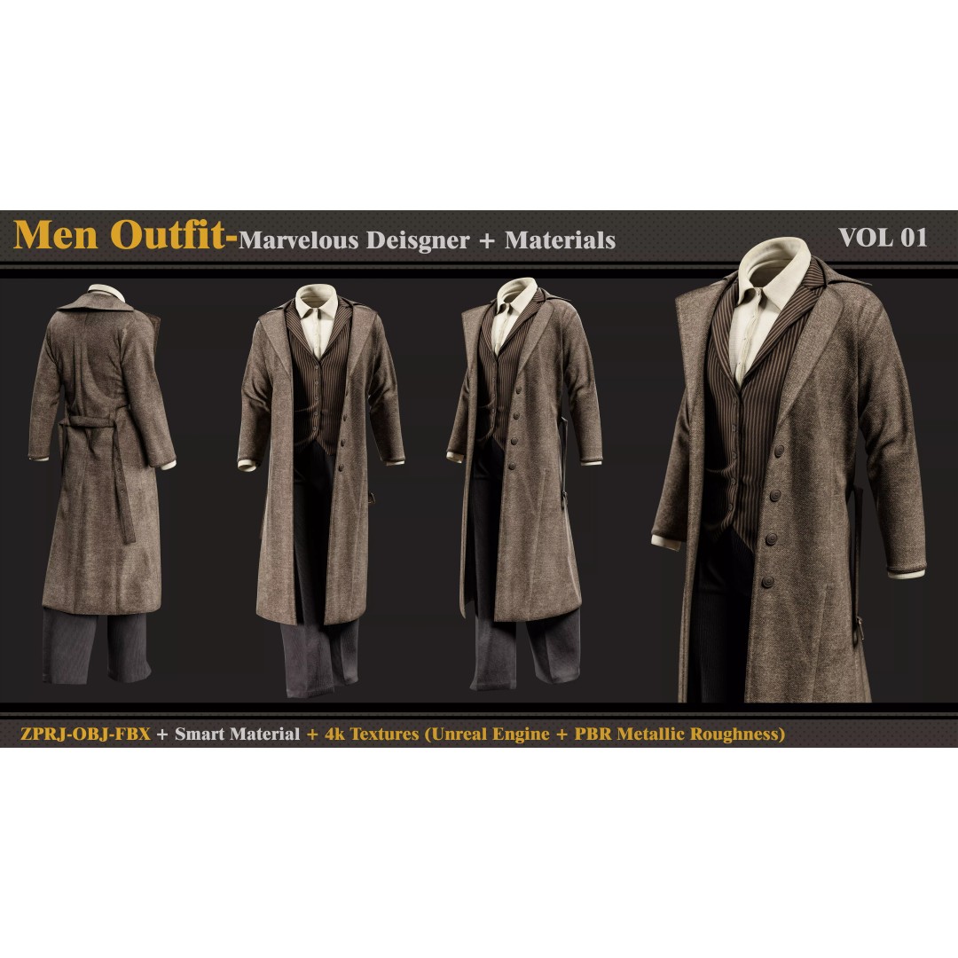 Men's Outfit 3D Model – PBR Textures, Game-Ready FBX & OBJ - View 2