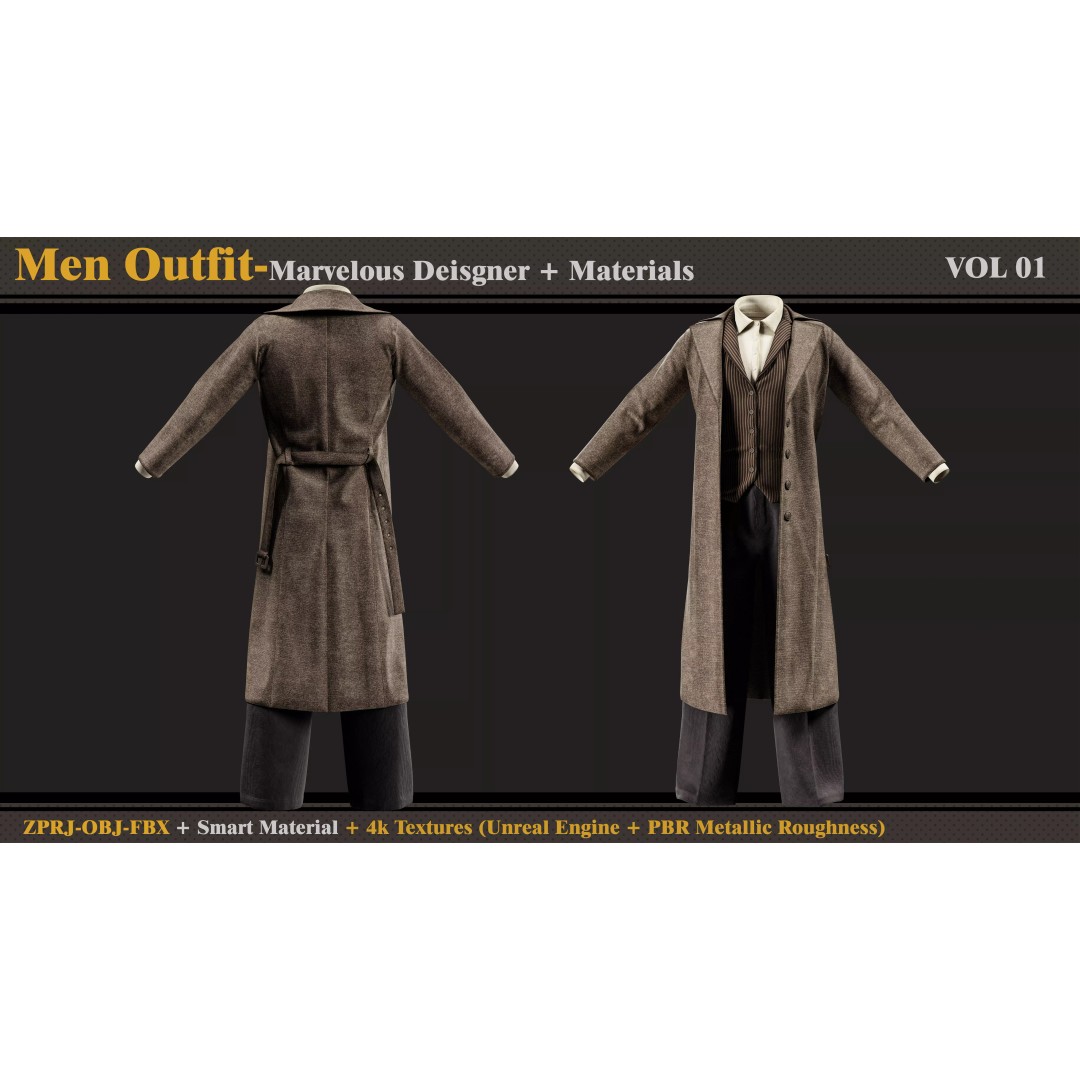 Men's Outfit 3D Model – PBR Textures, Game-Ready FBX & OBJ - View 3