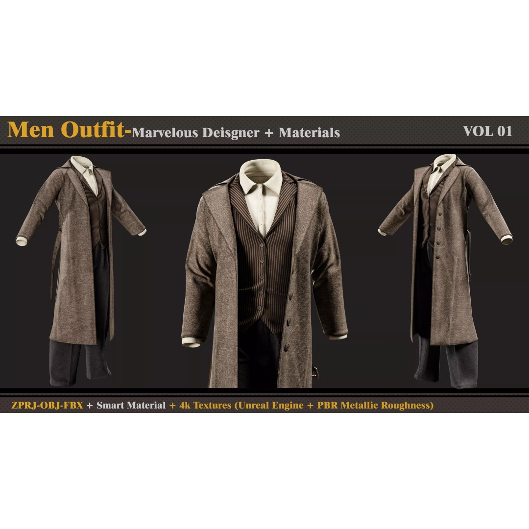 Men's Outfit 3D Model – PBR Textures, Game-Ready FBX & OBJ - View 4