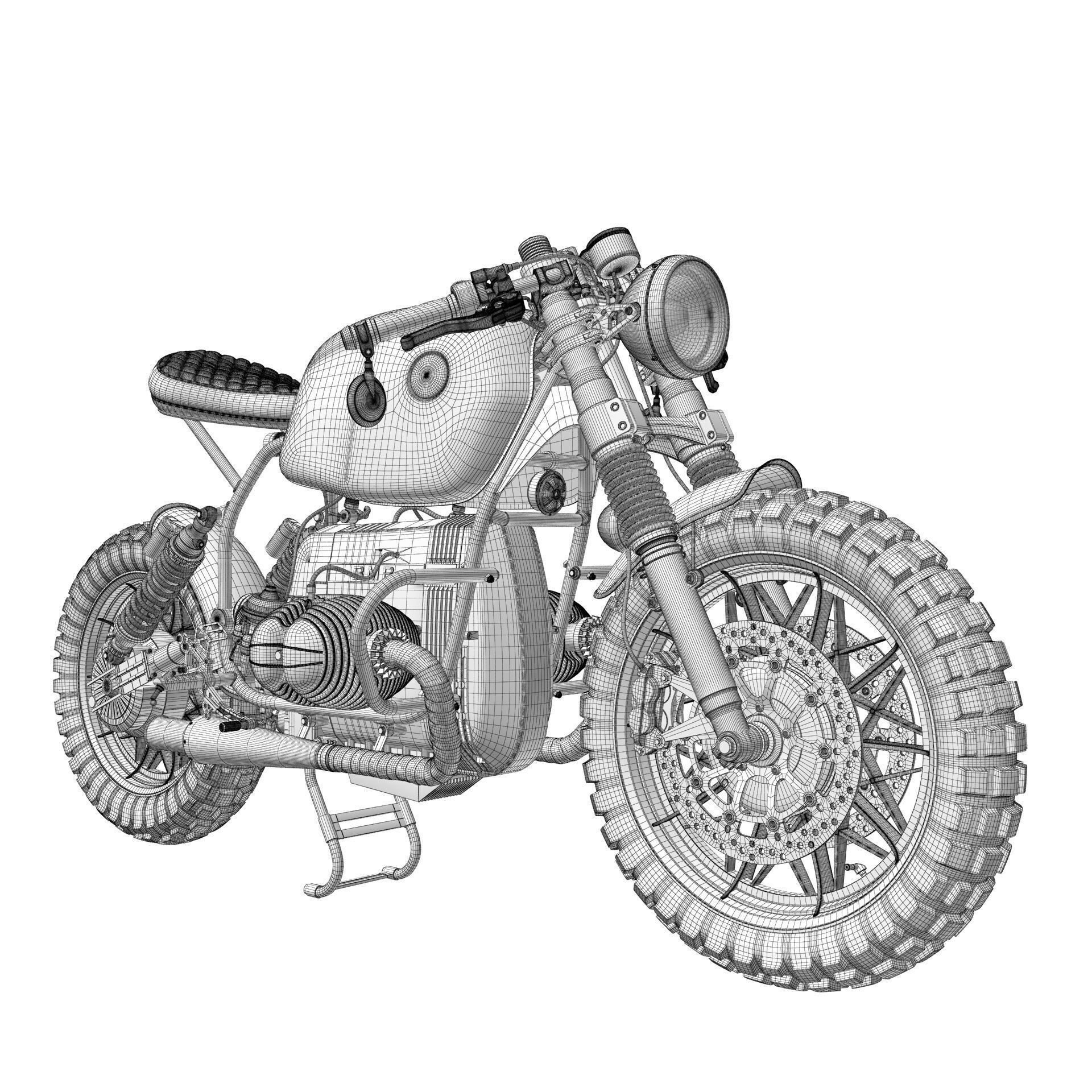 Cafe Racer R80 Motorcycle - Game-Ready 3D Model - View 18