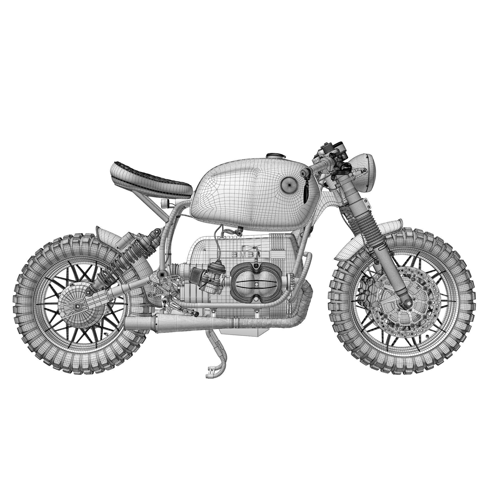 Cafe Racer R80 Motorcycle - Game-Ready 3D Model - View 19