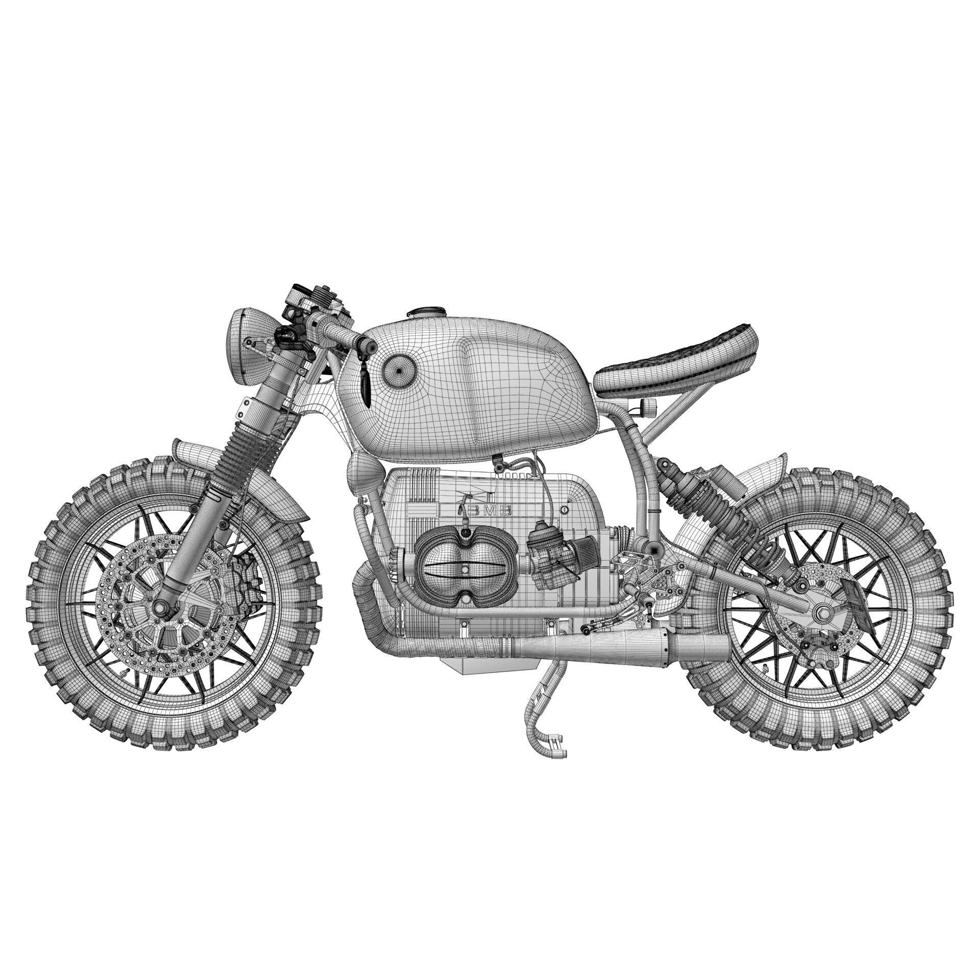 Cafe Racer R80 Motorcycle - Game-Ready 3D Model - View 21