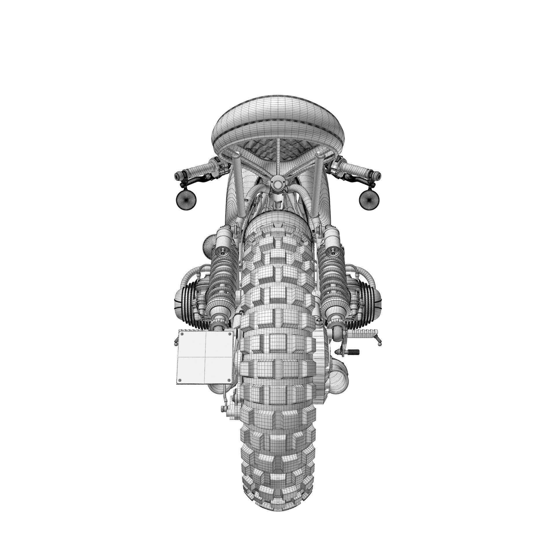 Cafe Racer R80 Motorcycle - Game-Ready 3D Model - View 23