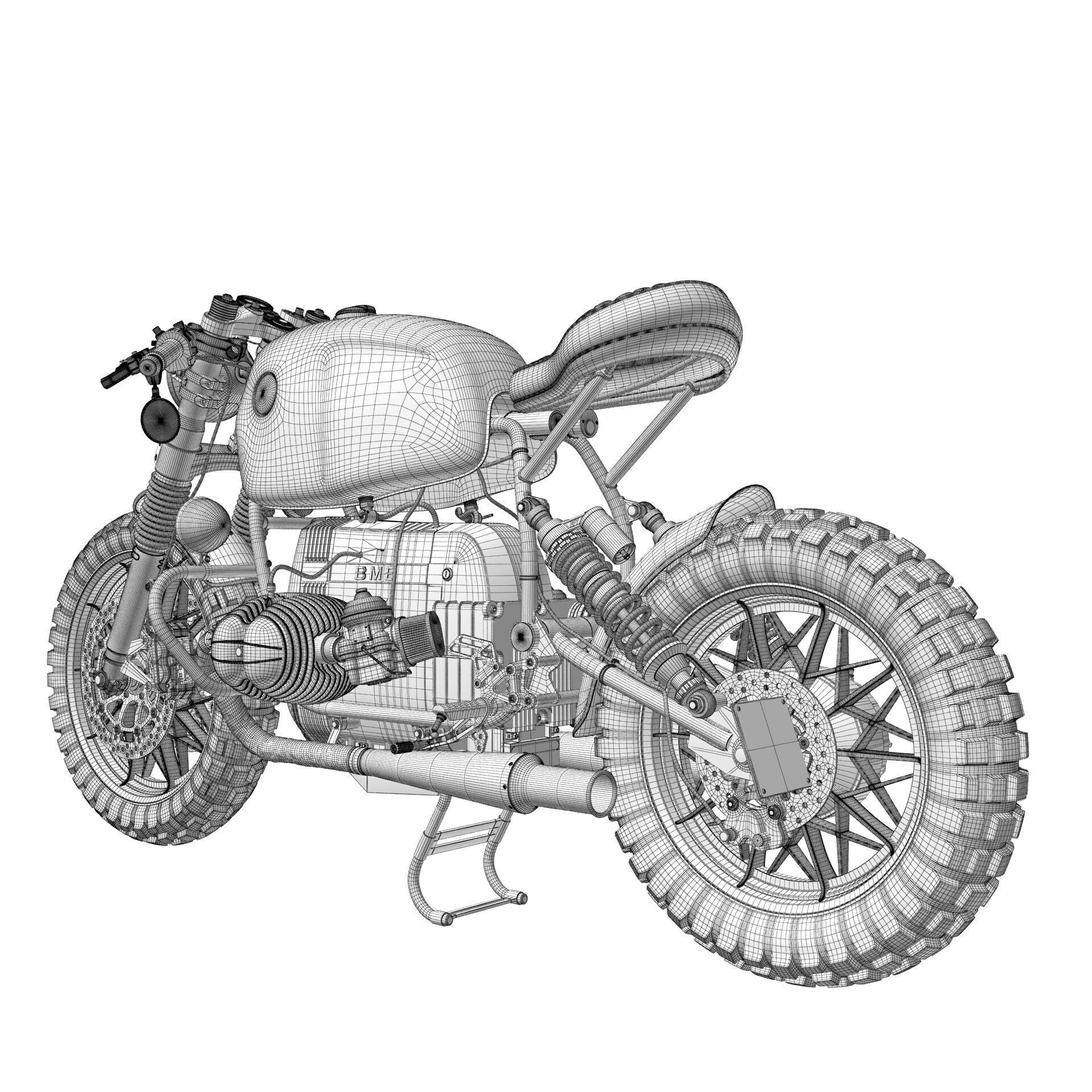 Cafe Racer R80 Motorcycle - Game-Ready 3D Model - View 24