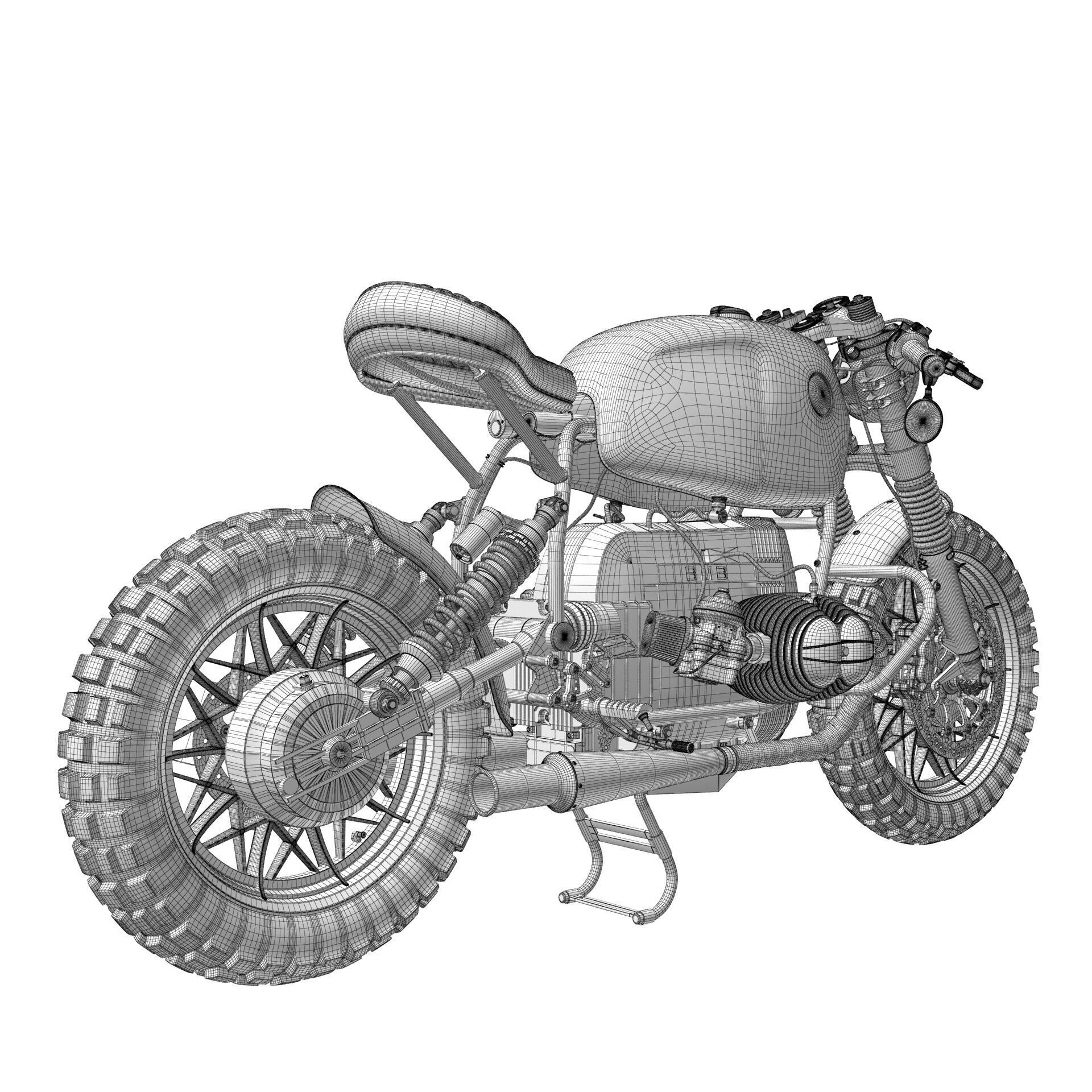 Cafe Racer R80 Motorcycle - Game-Ready 3D Model - View 25