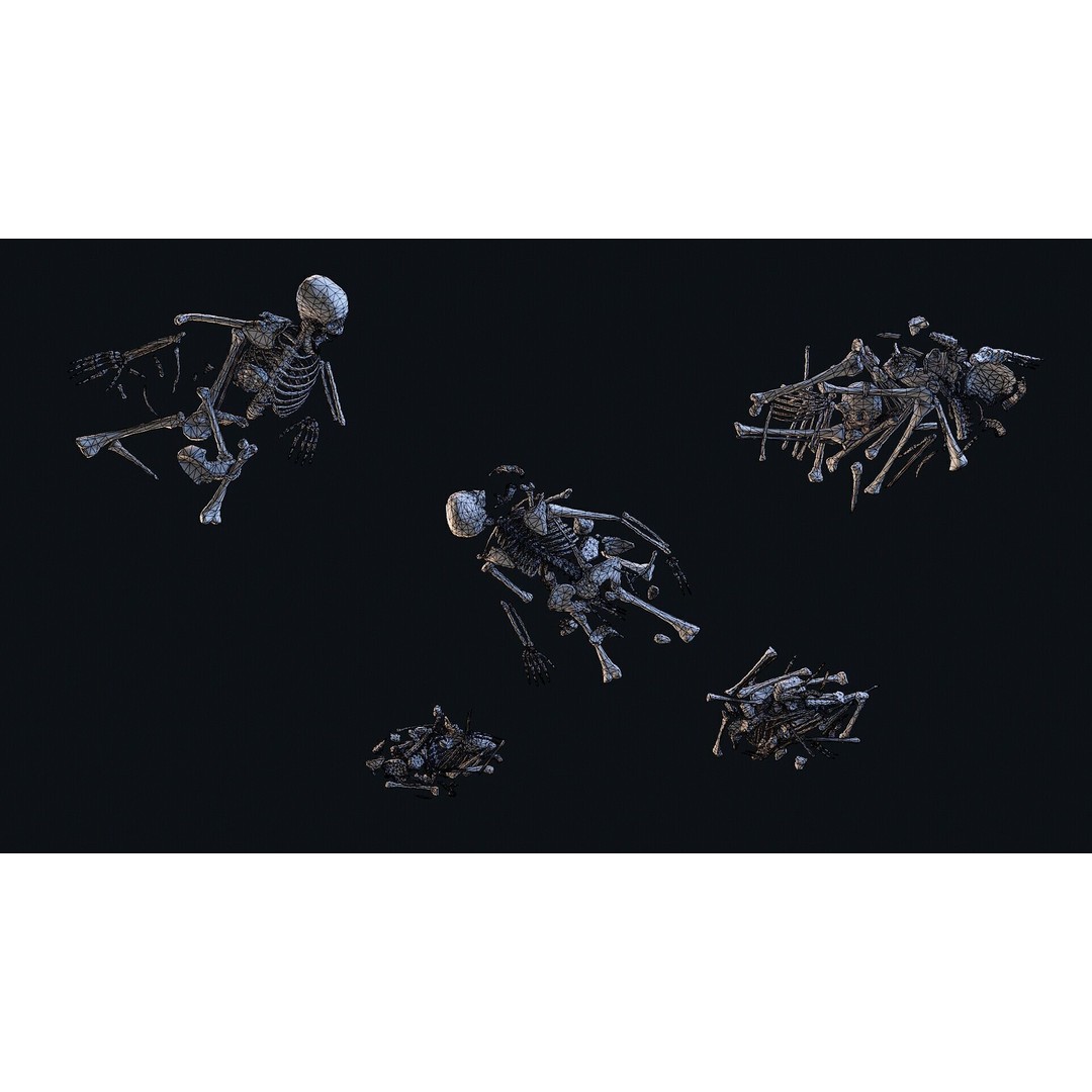 Human Bones Pile 3D Model – Low Poly PBR Asset, FBX, OBJ - View 10