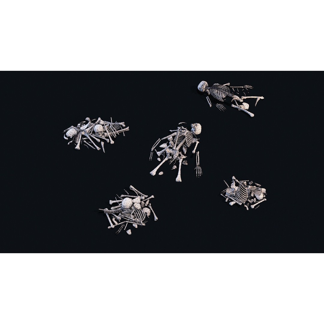 Human Bones Pile 3D Model – Low Poly PBR Asset, FBX, OBJ - View 9