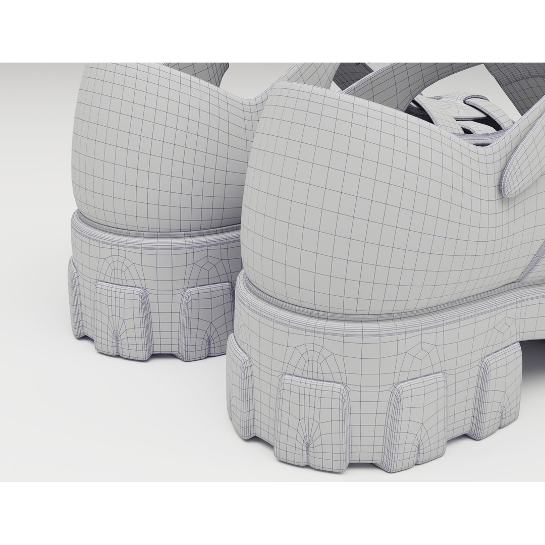 Chunky Sandals 3D Model – Low Poly Game Ready Footwear, FBX, Blender