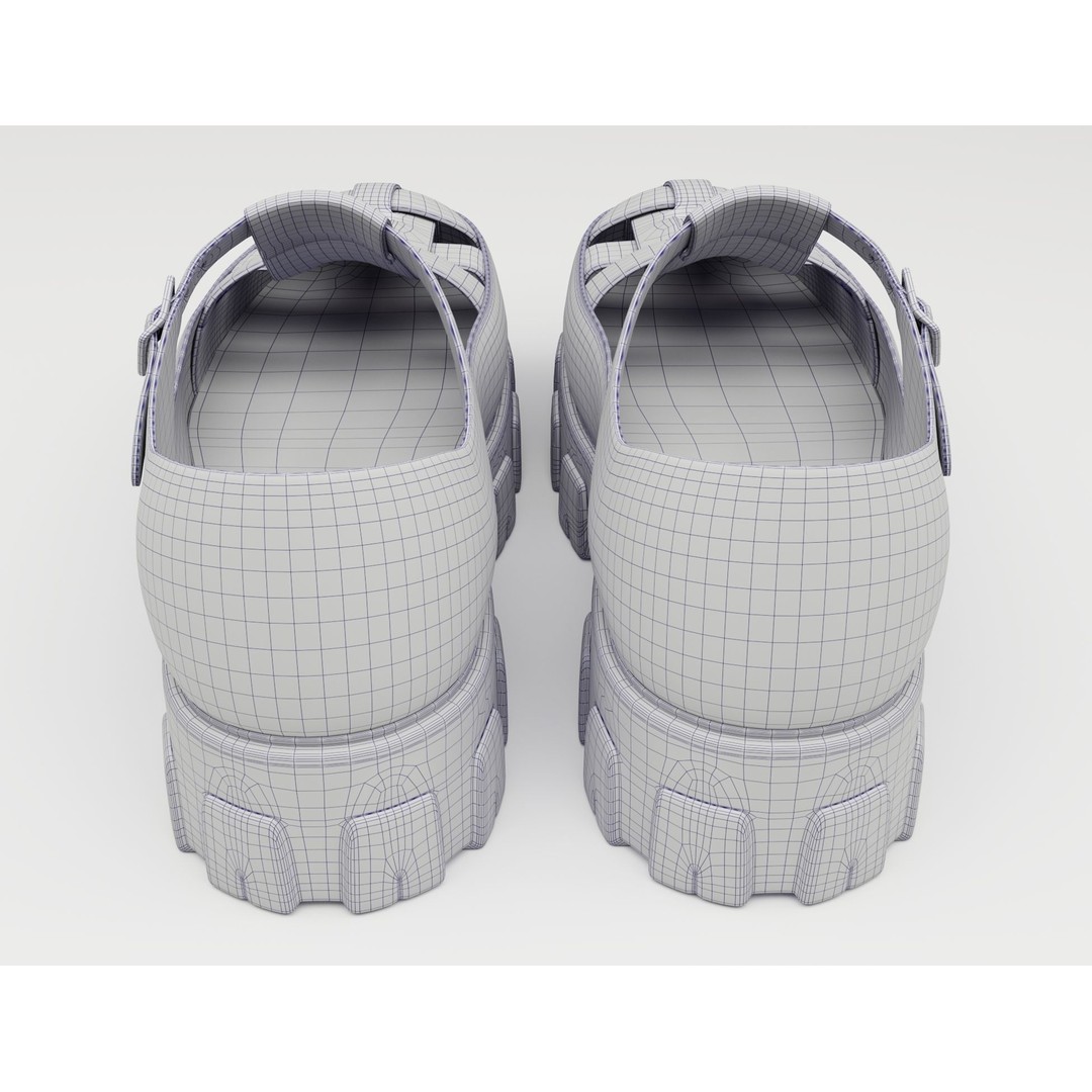Chunky Sandals 3D Model – Low Poly Game Ready Footwear, FBX, Blender - View 13